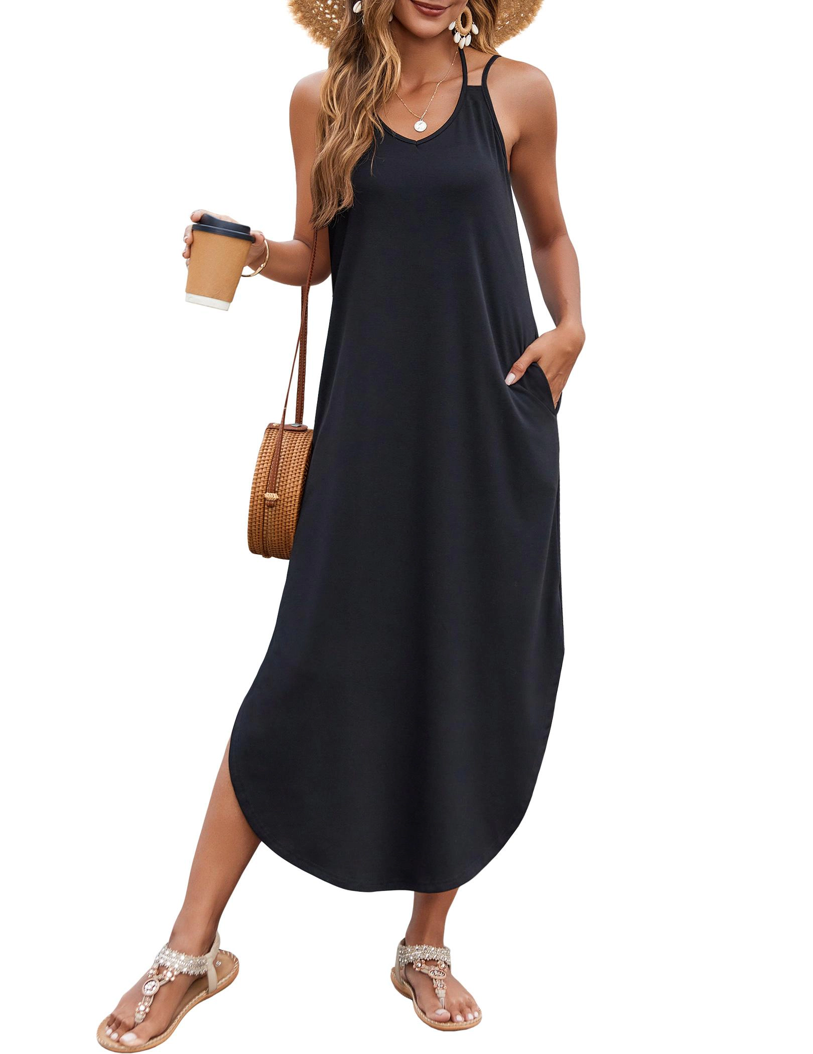 Zeagoo Women's V Neck Sleeveless Maxi Dress