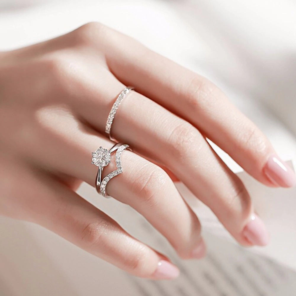 Wardrobe Whimsy V‑Shaped Pave Cubic Zirconia Stackable Ring