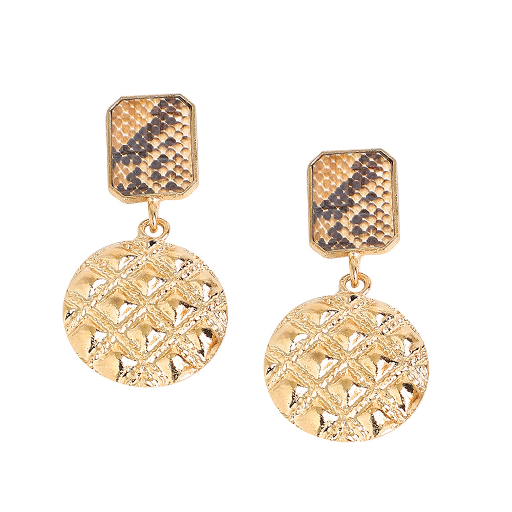 SOHI Women's Gold-Toned Geometric Snake Drop Earrings