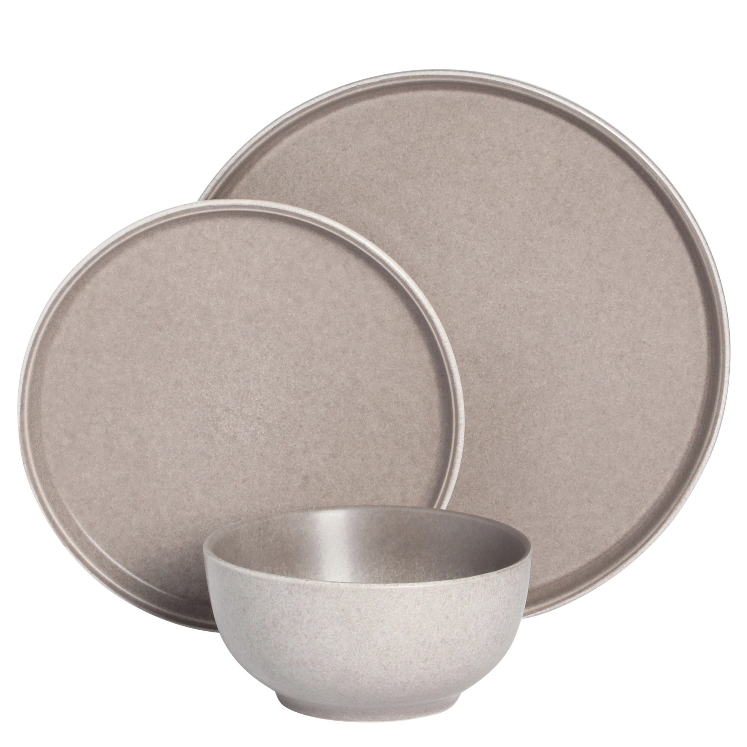 Gibson Elite Eden Rock 12 Piece Round Stoneware Dinnerware Set in Matte Brown