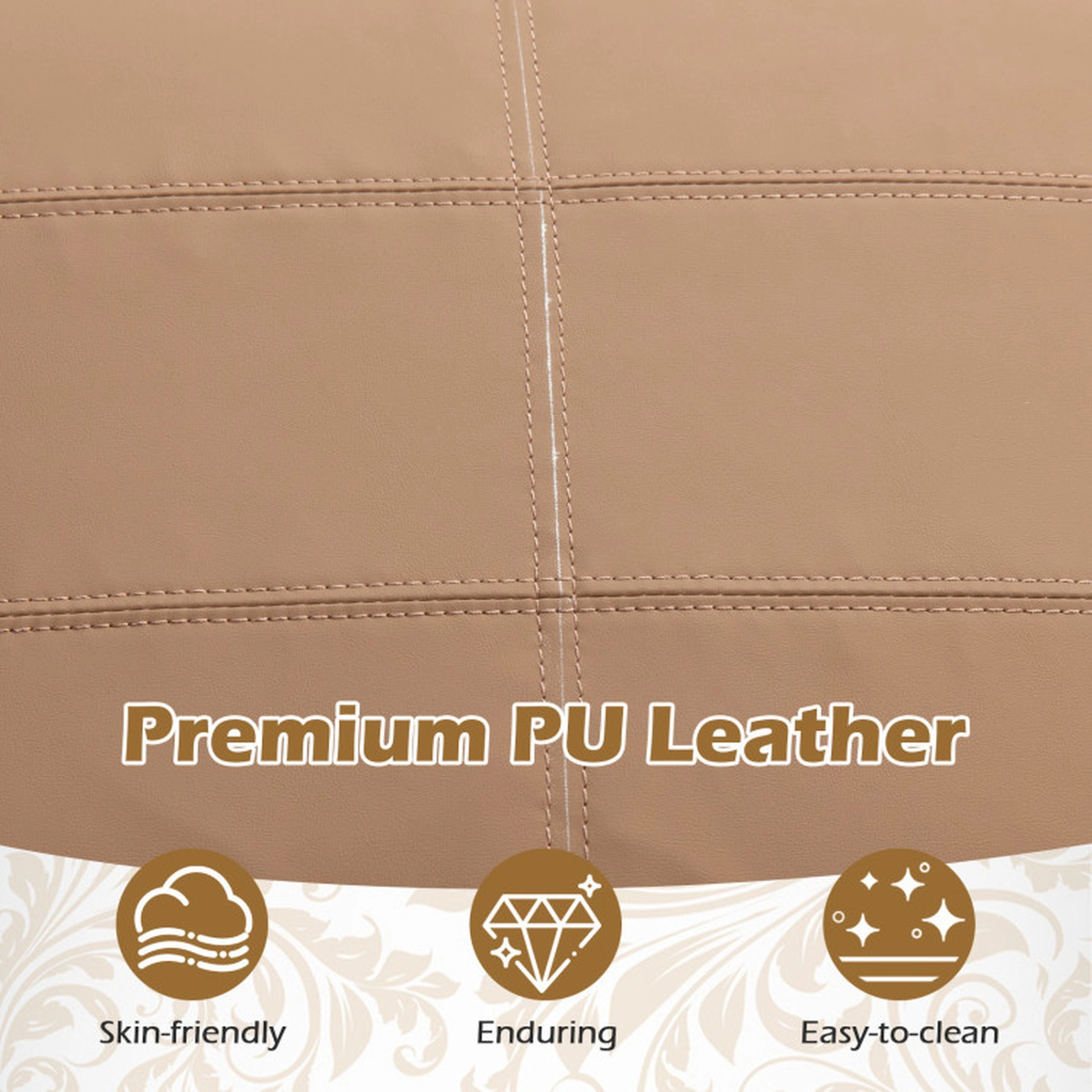 SUGIFT Brown Removable Seat Cushion 350-lb Set of 2 Faux Leather Accent Chairs