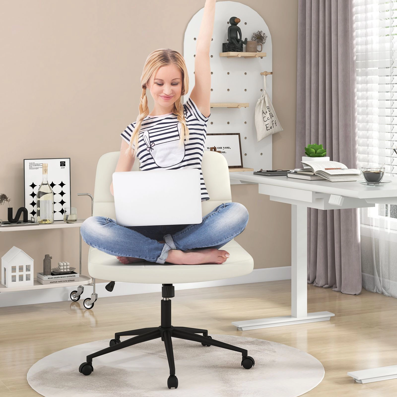 SlickBlue Armless Computer Chair with Rocking Function and Base
