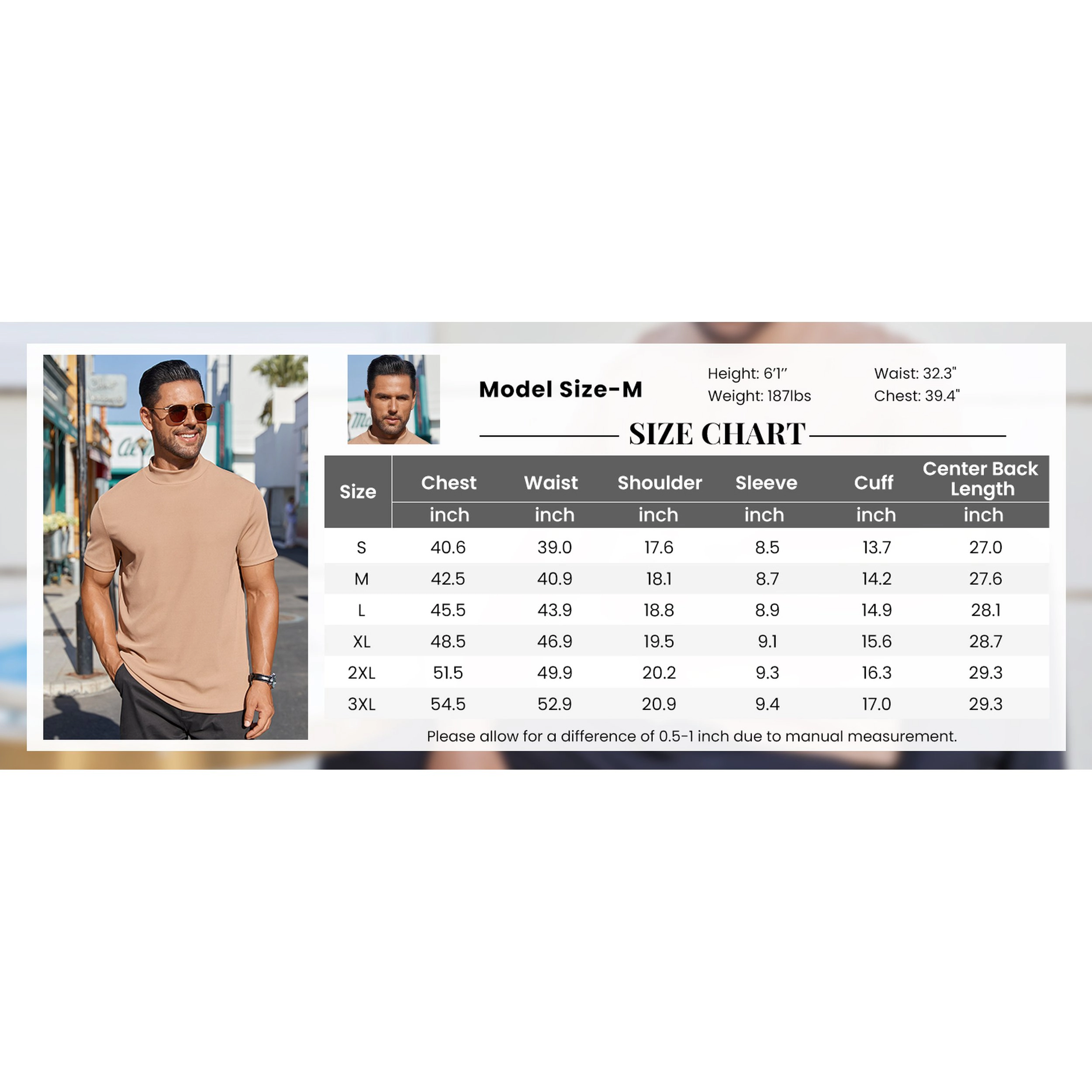 COOFANDY Men's Slim Fit Short Sleeve Mock Neck T-Shirt