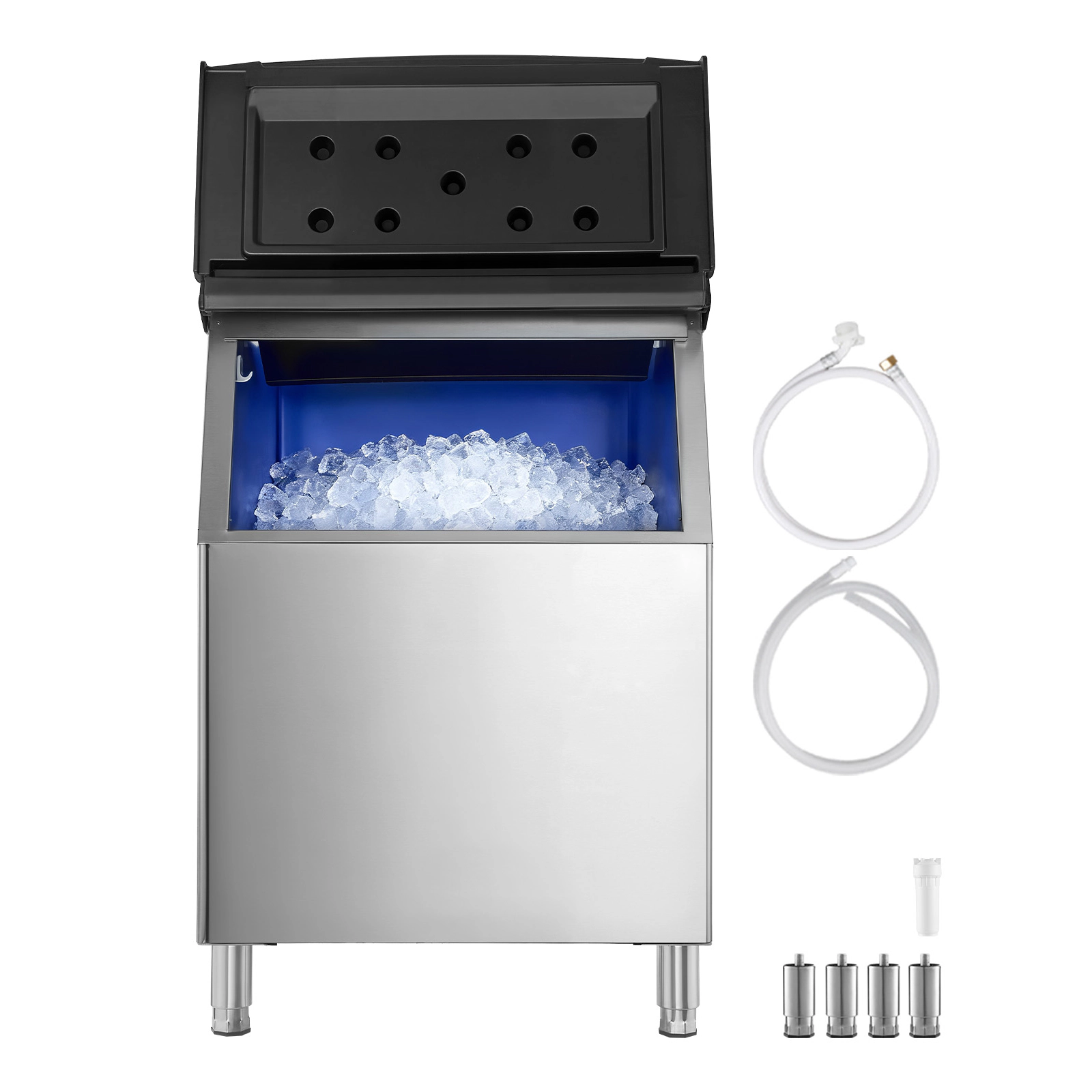 HONGGE Commercial Ice Maker Storage Bin Ice-Bin Stainless Steel Commercial Ice Storage Bin with Adjustable Anti-slip