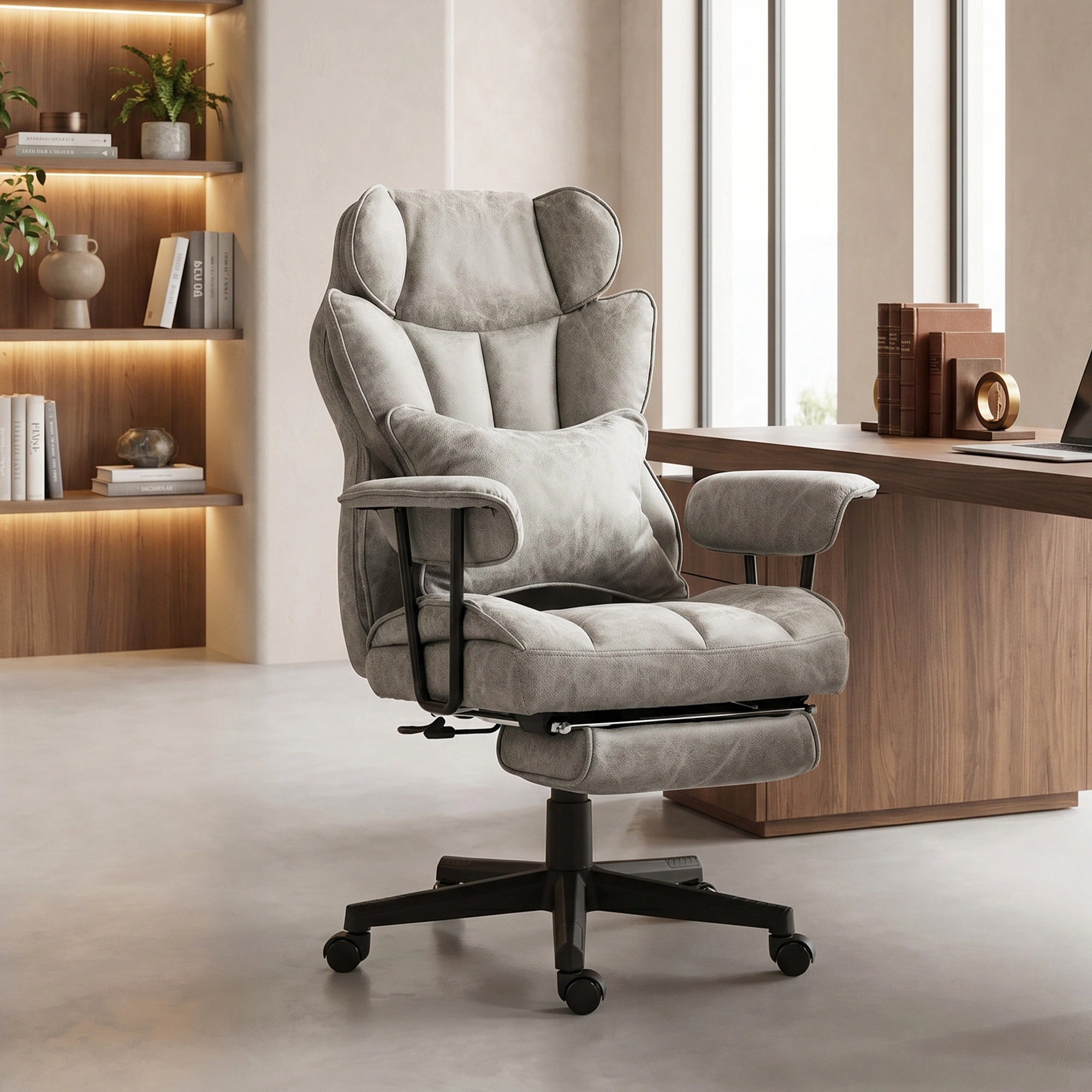 HONGGE Big and Tall Massage Office Chair with Footrest, Lumbar Support and Reclining Function