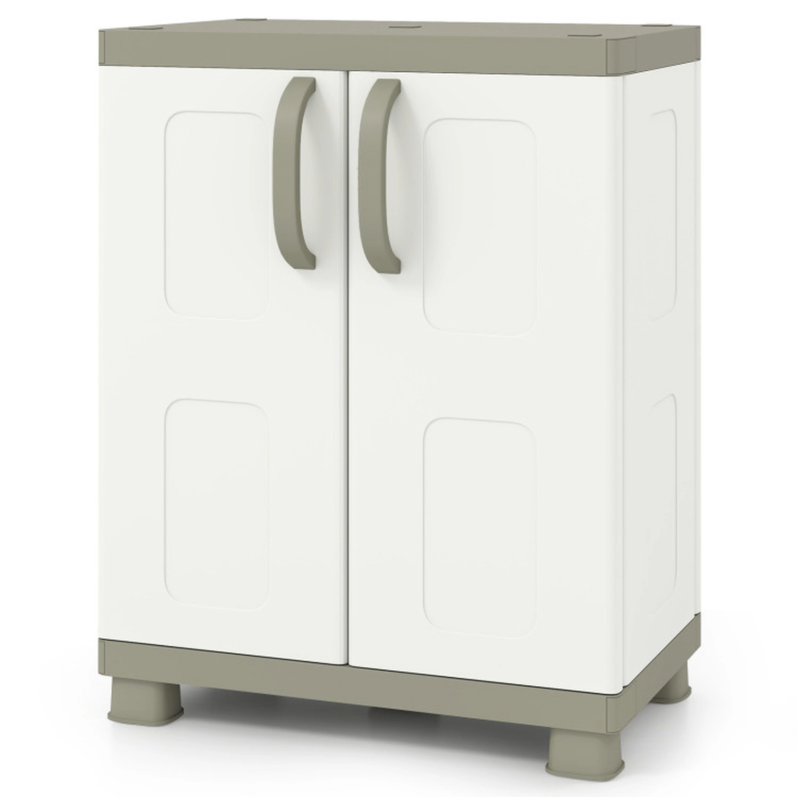 SUGIFT 2-Door Waterproof Snap Together Freestanding Sideboard Cabinet 29-in x 19-in x 37-in 55-lb per Shelf Beige