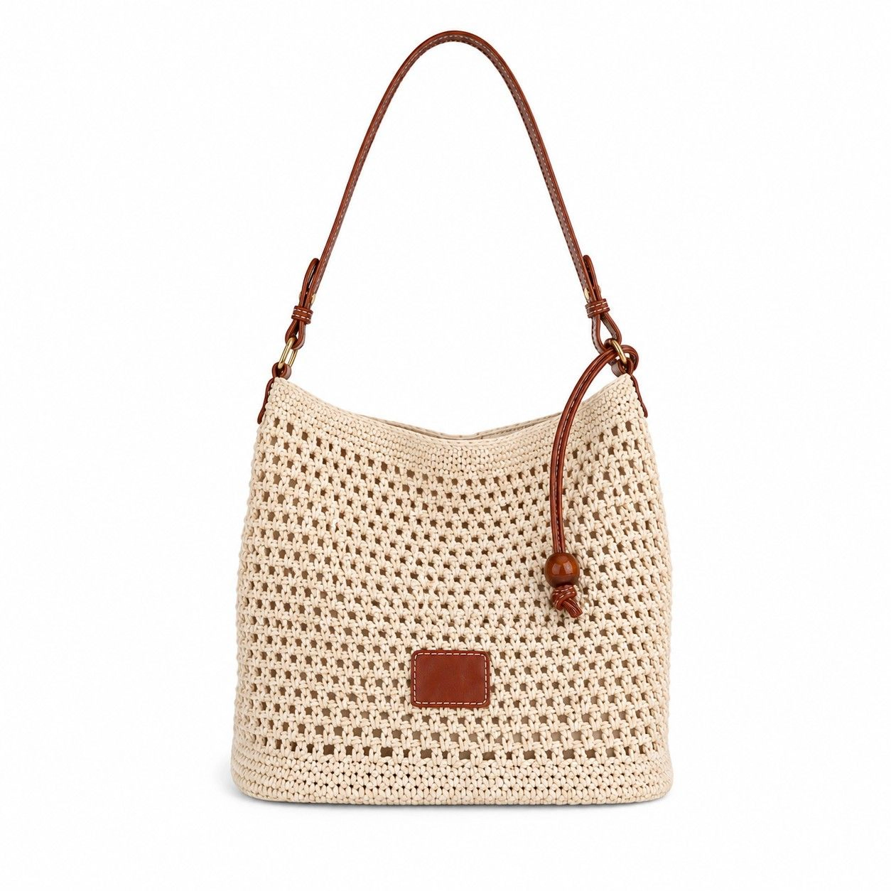Alilang Women's Crochet Woven Shoulder Bag Lightweight Crossbody Handbag with Contrast Trim