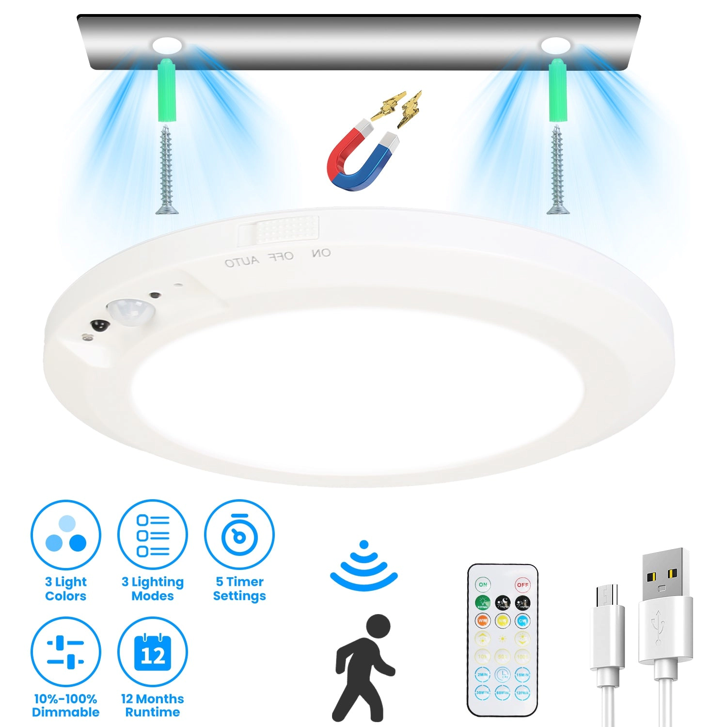 GBruno Rechargeable Motion Sensor Ceiling Light