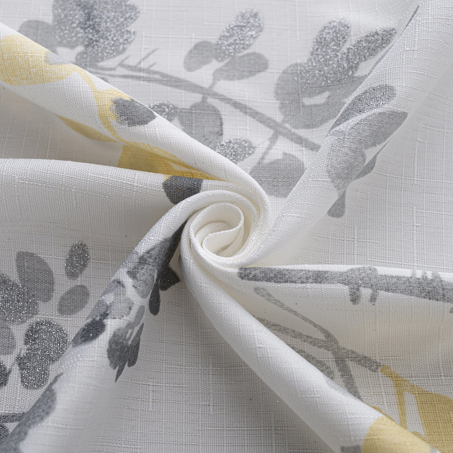 Olivia Gray 100% Polyester 140 GSM Aiden Printed Textured Grommet Curtain Panel 54" x 90" Yellow