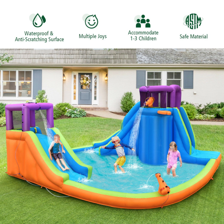 Hivvago 6-in-1 Inflatable Dual Water Slide Bounce House Without Blower