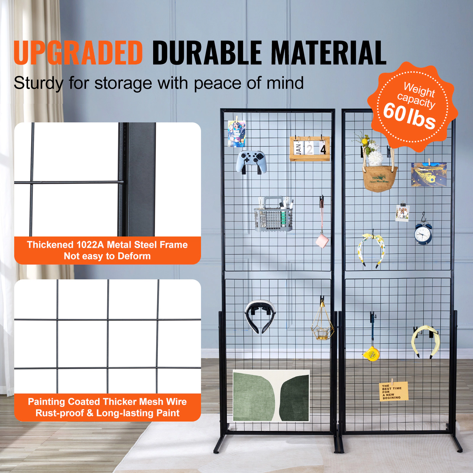HONGGE Grid Wall Wire Grid Panels Display Art Display with and Hooks Gridwall for Craft