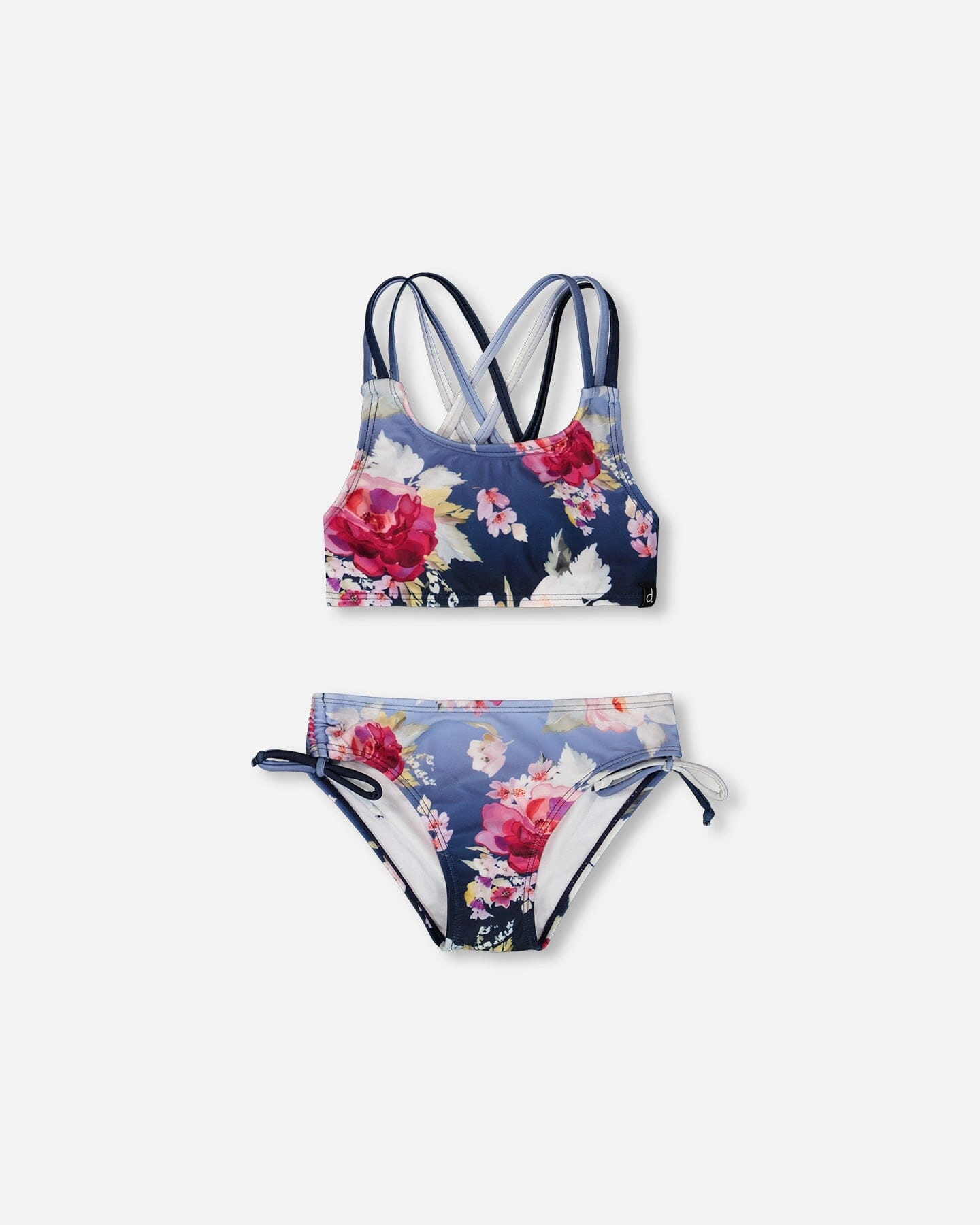 Deux par Girls Rose Print Top and Bottom Two-Piece Swimsuit