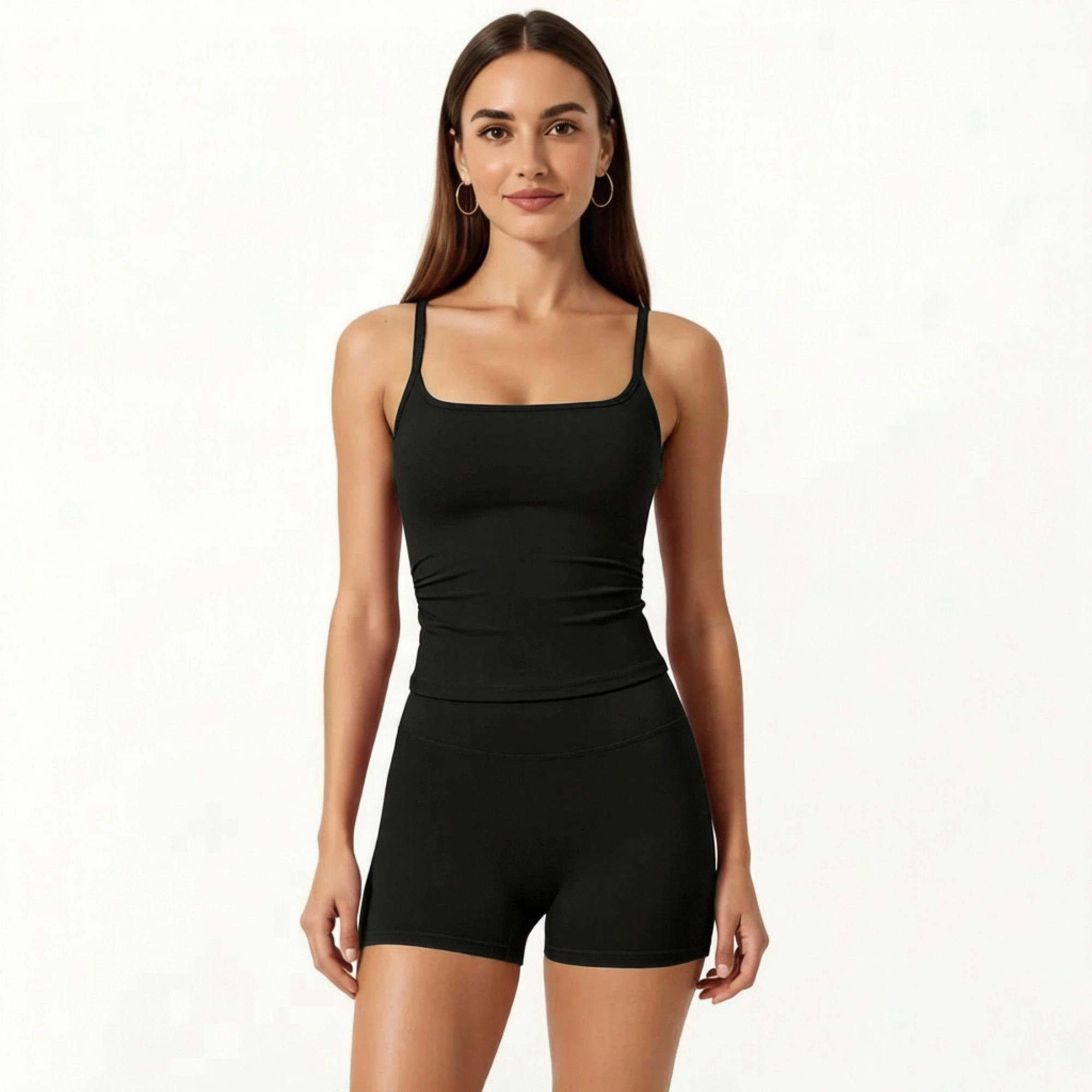 Anna-Kaci Women's Spaghetti Strap Active Cami Top with Square Neck and Smooth Stretch Fit