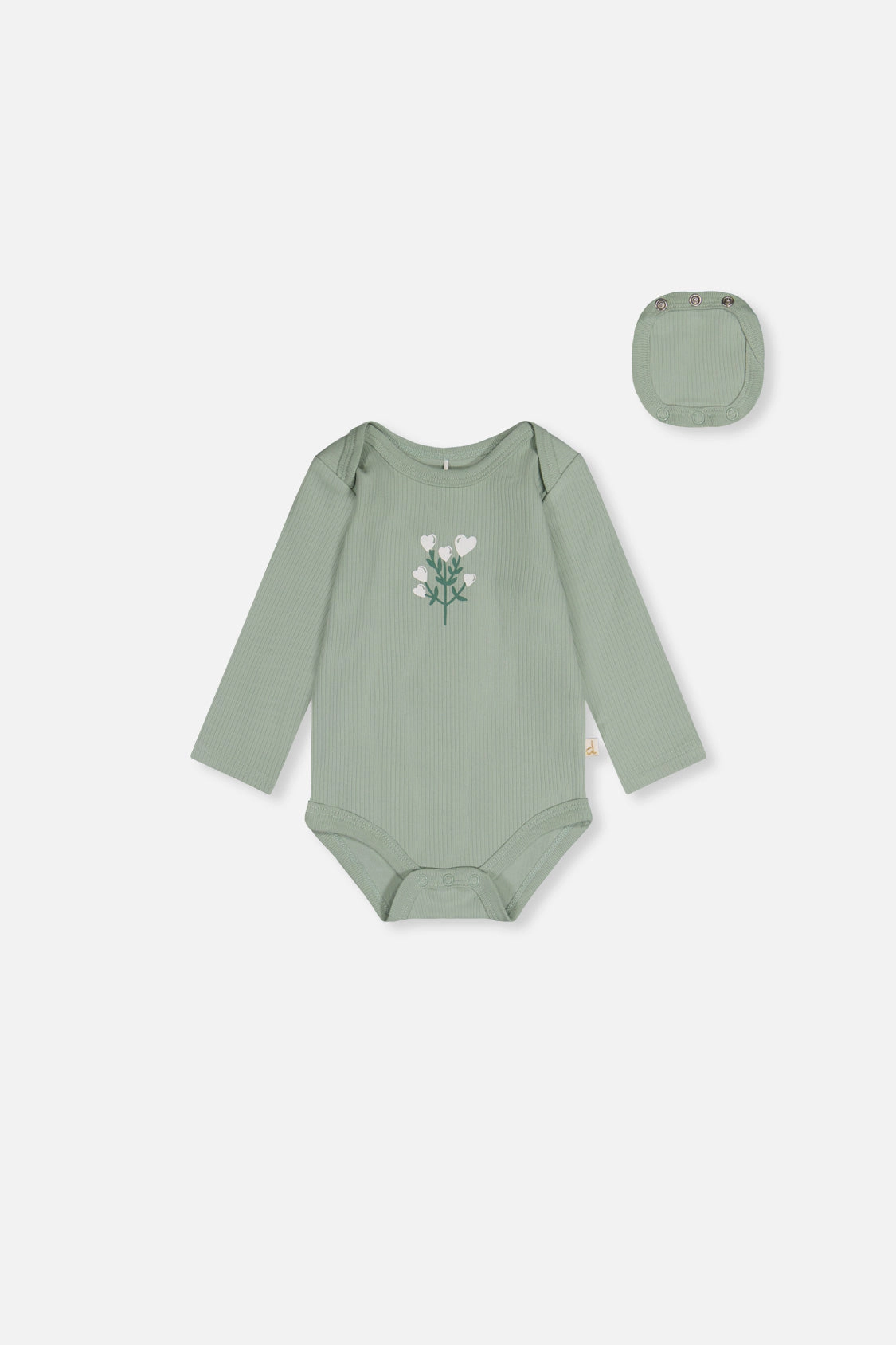 Deux par Girls Organic Cotton Long Sleeve Flower Detail Onesie