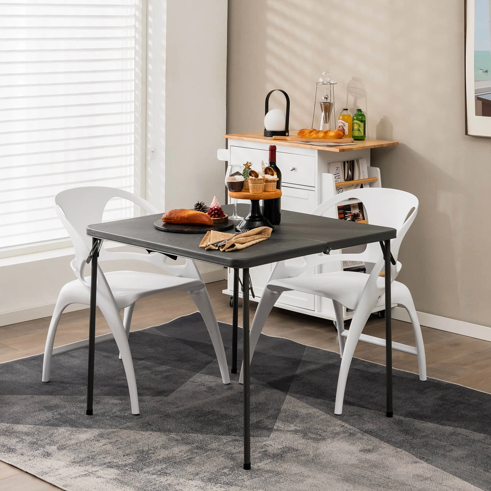SUGIFT Folding Camping Table with All-Weather HDPE Tabletop and Rustproof Steel Frame 330-lb Capacity Gray