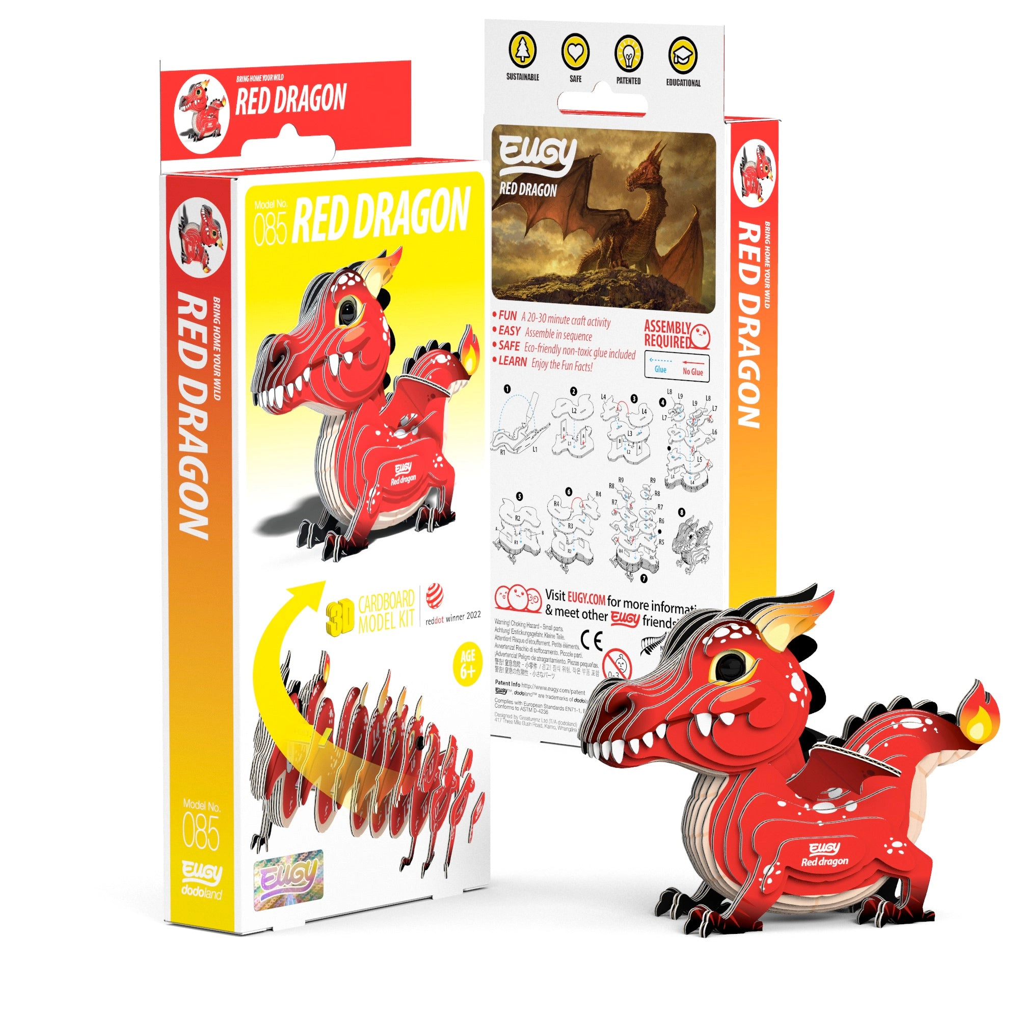 EUGY Red Dragon  3D Puzzle - contains 24 puzzle pieces