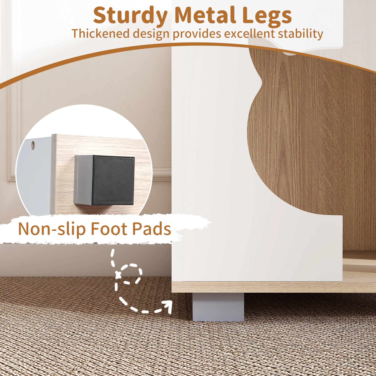 Glintex Wooden Cat Condo Side Table with Cat-Head Entry and Metal Legs, Natural