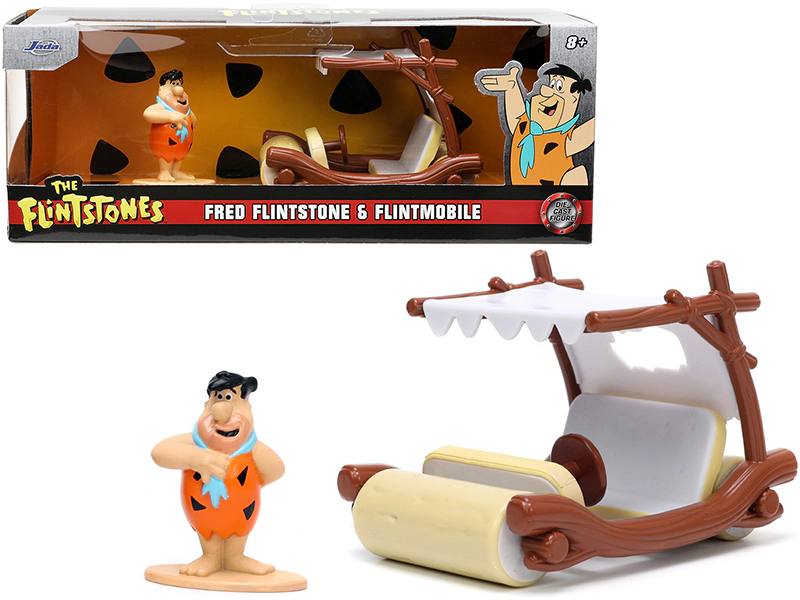 Jada Flintmobile with Fred Flintstone Diecast Figurine "The Flintstones" "Hollywood Rides" Series 1/32 Diecast