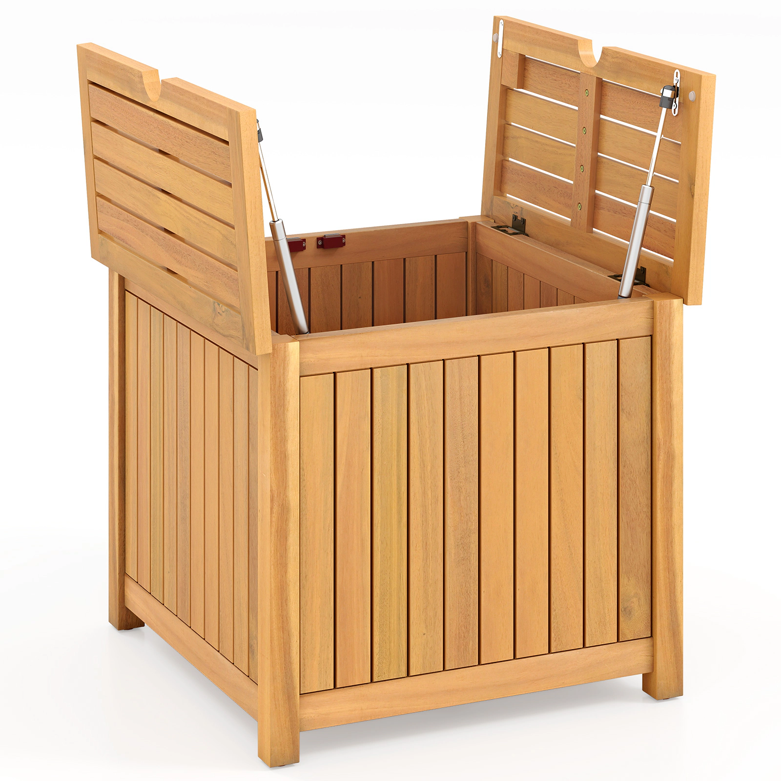 SUGIFT Storage Box and Umbrella Hole Natural 2-in-1 Outdoor Acacia Wood Side Table