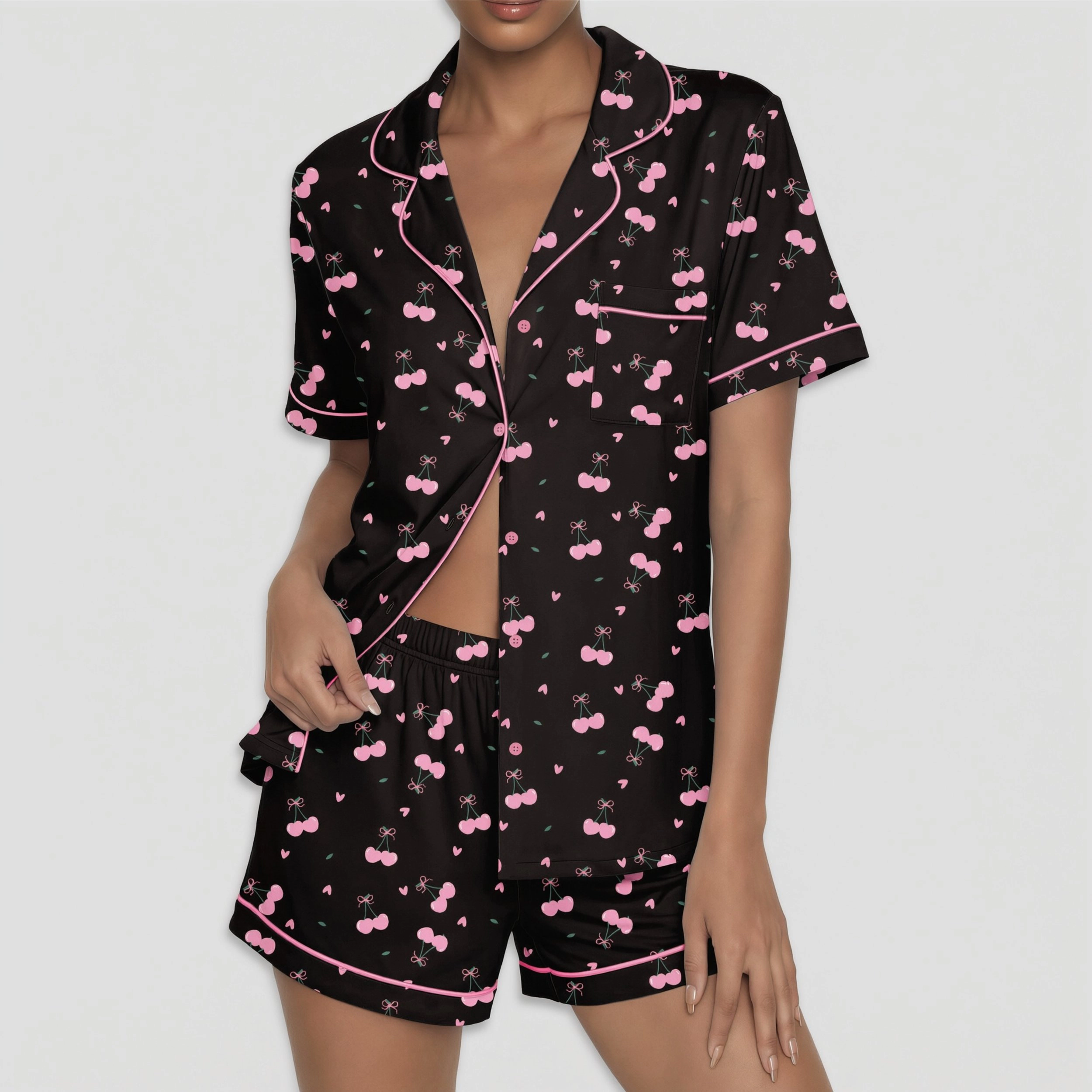 Ekouaer Womens Pajama Sets Button Up Summer Cute Pjs Two Piece Short Sleeve Sleepwear Lounge Set