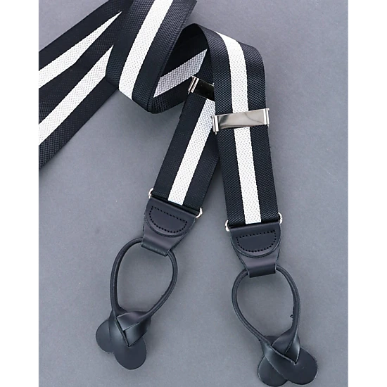 Trafalgar Men's Montague Center Stripe Nylon Button End Suspenders