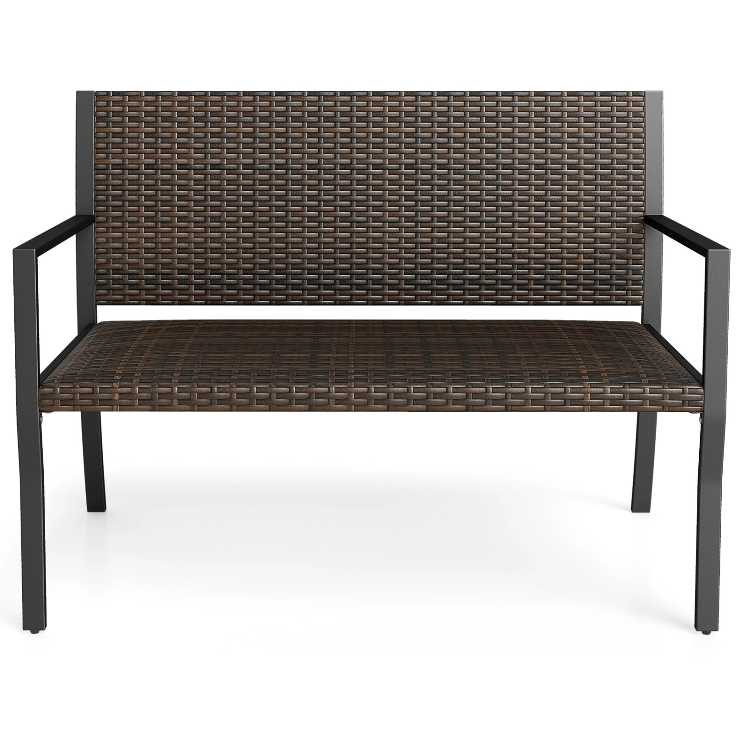 LJG Patio Sun-Proof Rattan Loveseat with Soft Sponge Seat