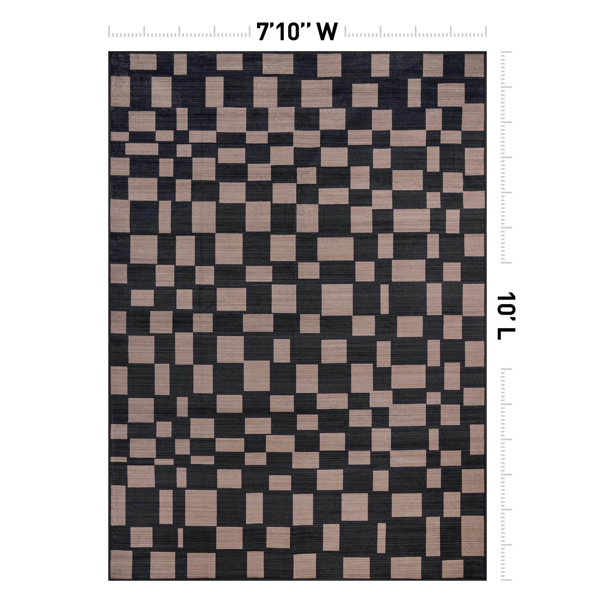 World Rug Gallery Checkered Block Machine Washable Indoor Area Rug