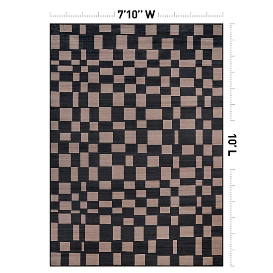 World Rug Gallery Checkered Block Machine Washable Indoor Area Rug