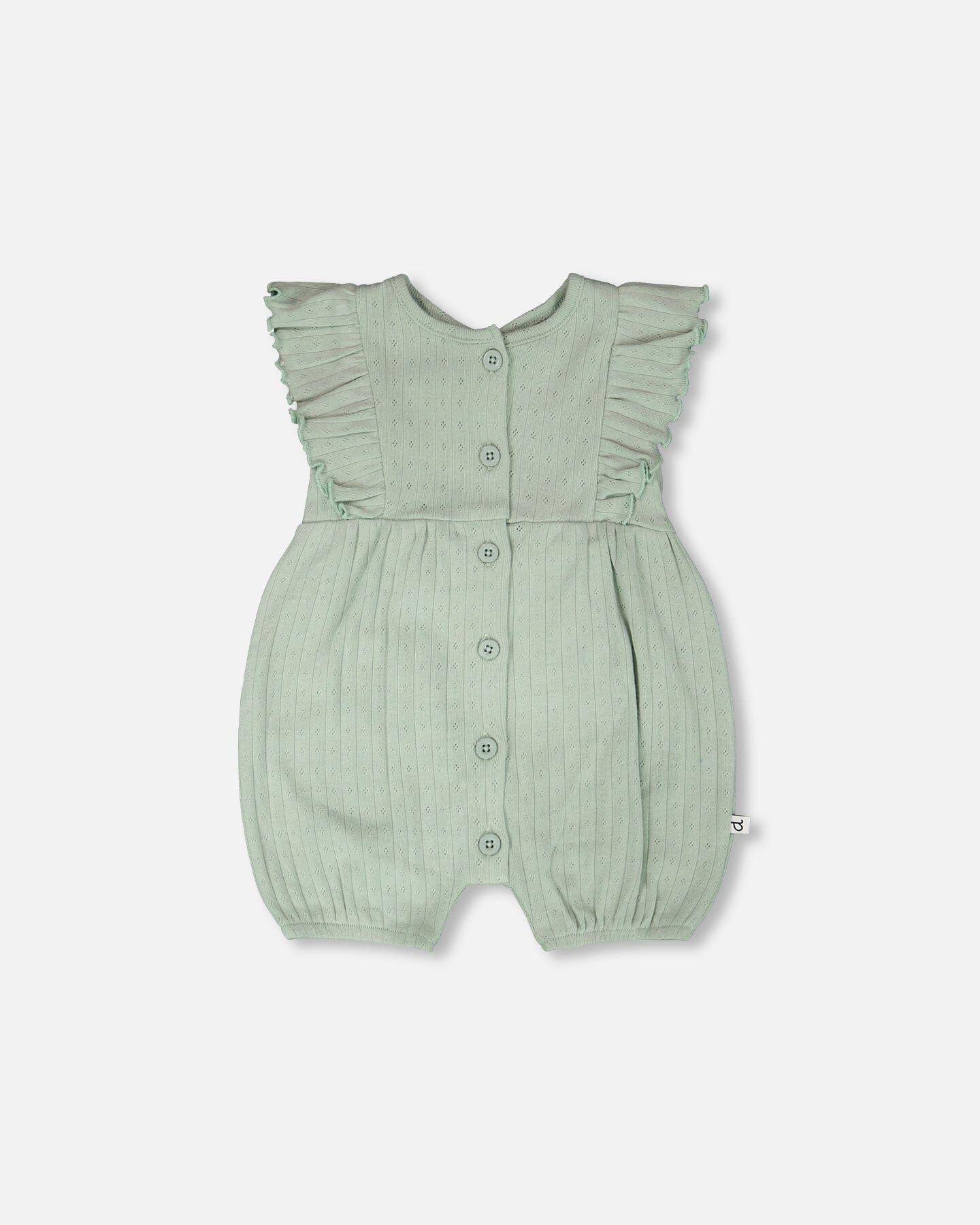Deux par Girls Cotton Pointelle Jersey Romper with Frills