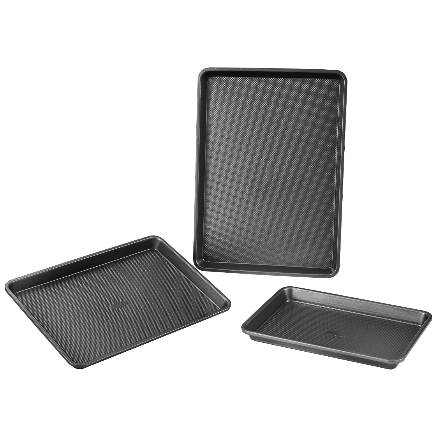 HONGGE 3-Piece Heavy-Duty Carbon Steel Baking Pans Set, Nonstick Stackable Oven Trays for & Roasting