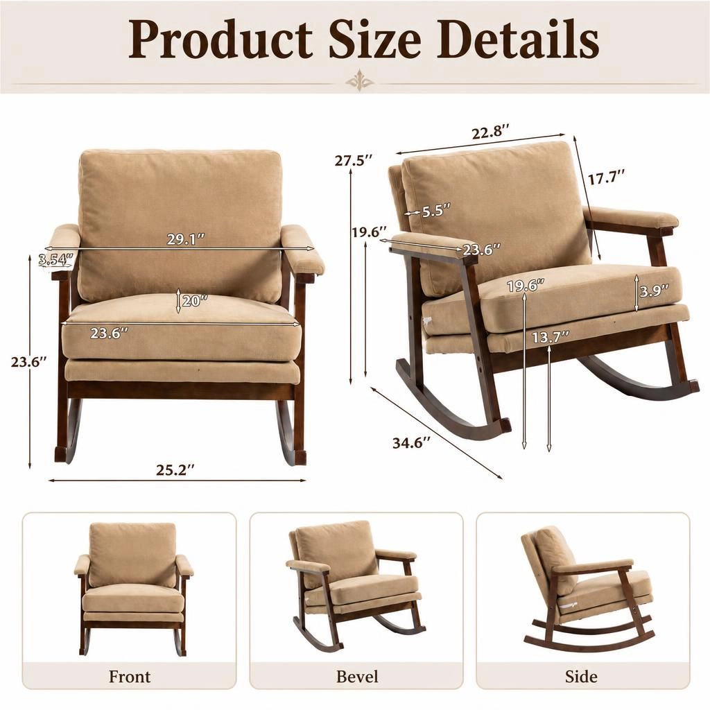 GOODSILO Soft Upholstered Teddy Fabric Rocking Chair