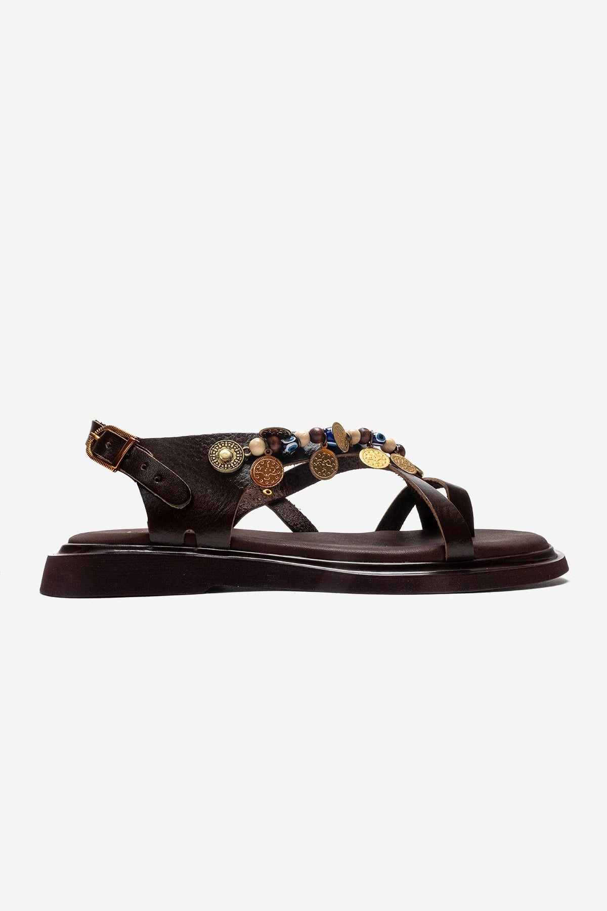 Forever & Always Womens Hush Leather Beaded Sandals