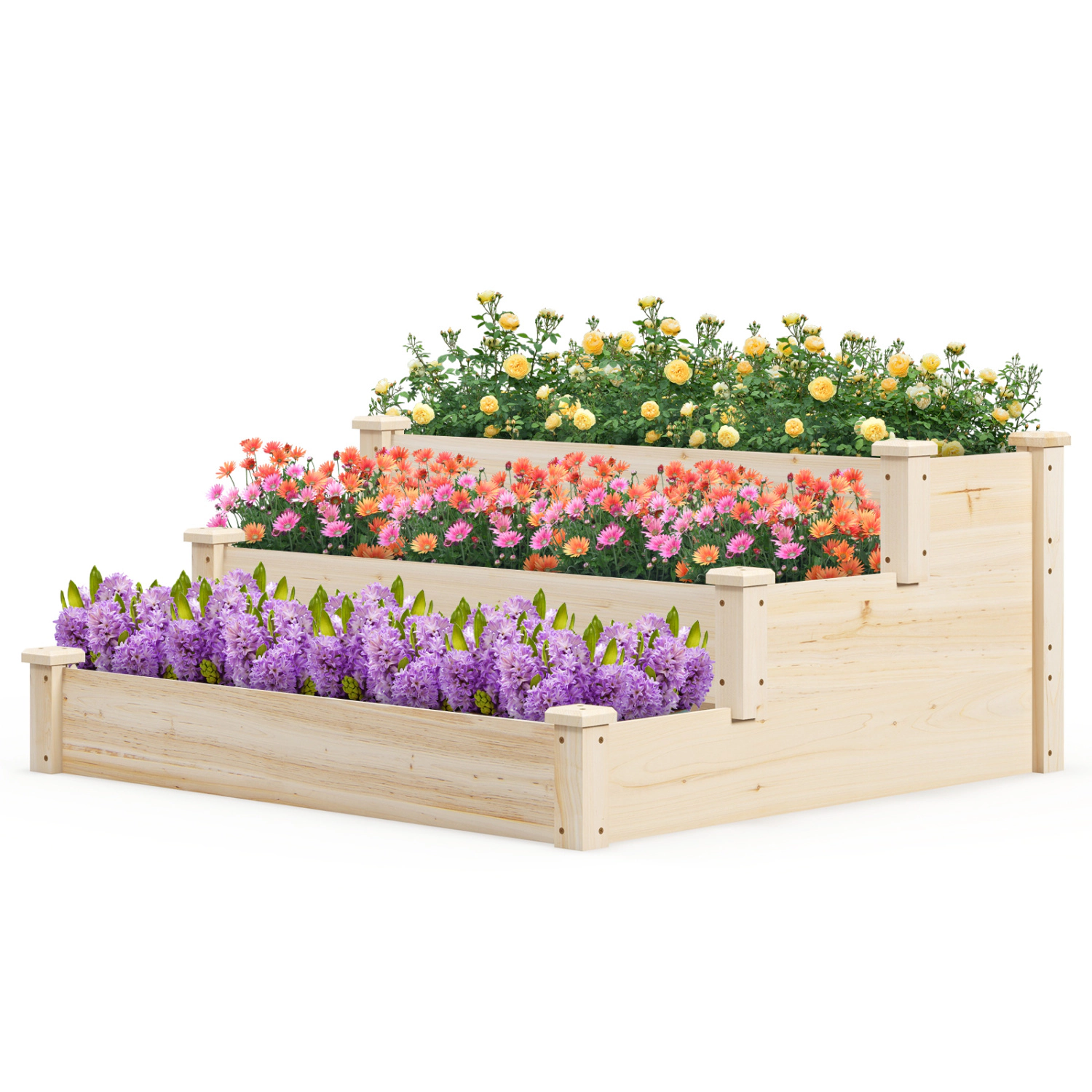 LJG 3 Tier Elevated Wooden Vegetable Garden Bed