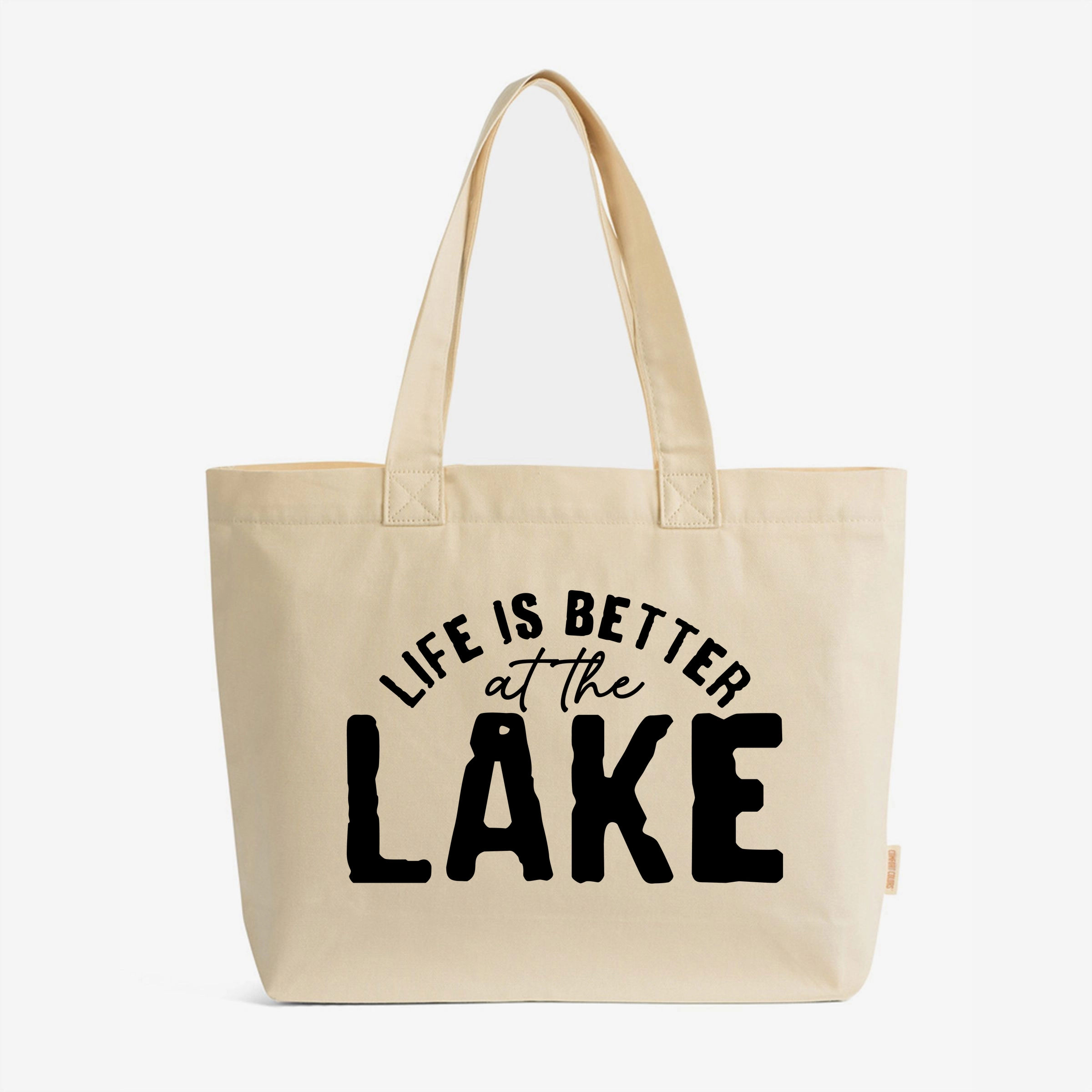 Simply Sage Market - Zippered Canvas Tote Life Is Better At The Lake Curved