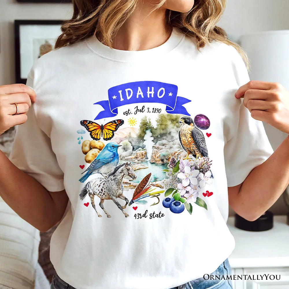 OrnamentallyYou Unisex Artistic Idaho State Themes And Landmarks T-Shirt