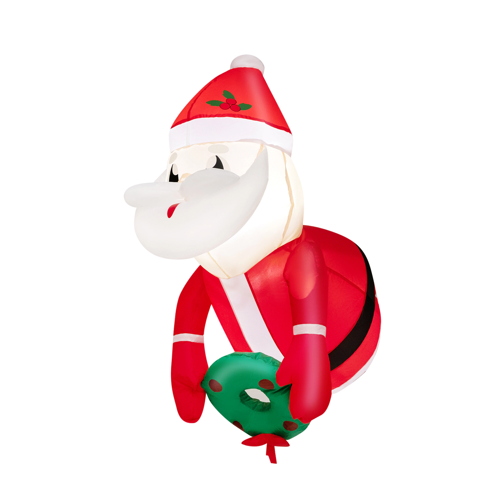 SUGIFT 3.3-ft Lighted Inflatable Santa Claus Window Decoration with Built-in Blower 0.9-lb Polyester Fabric Red