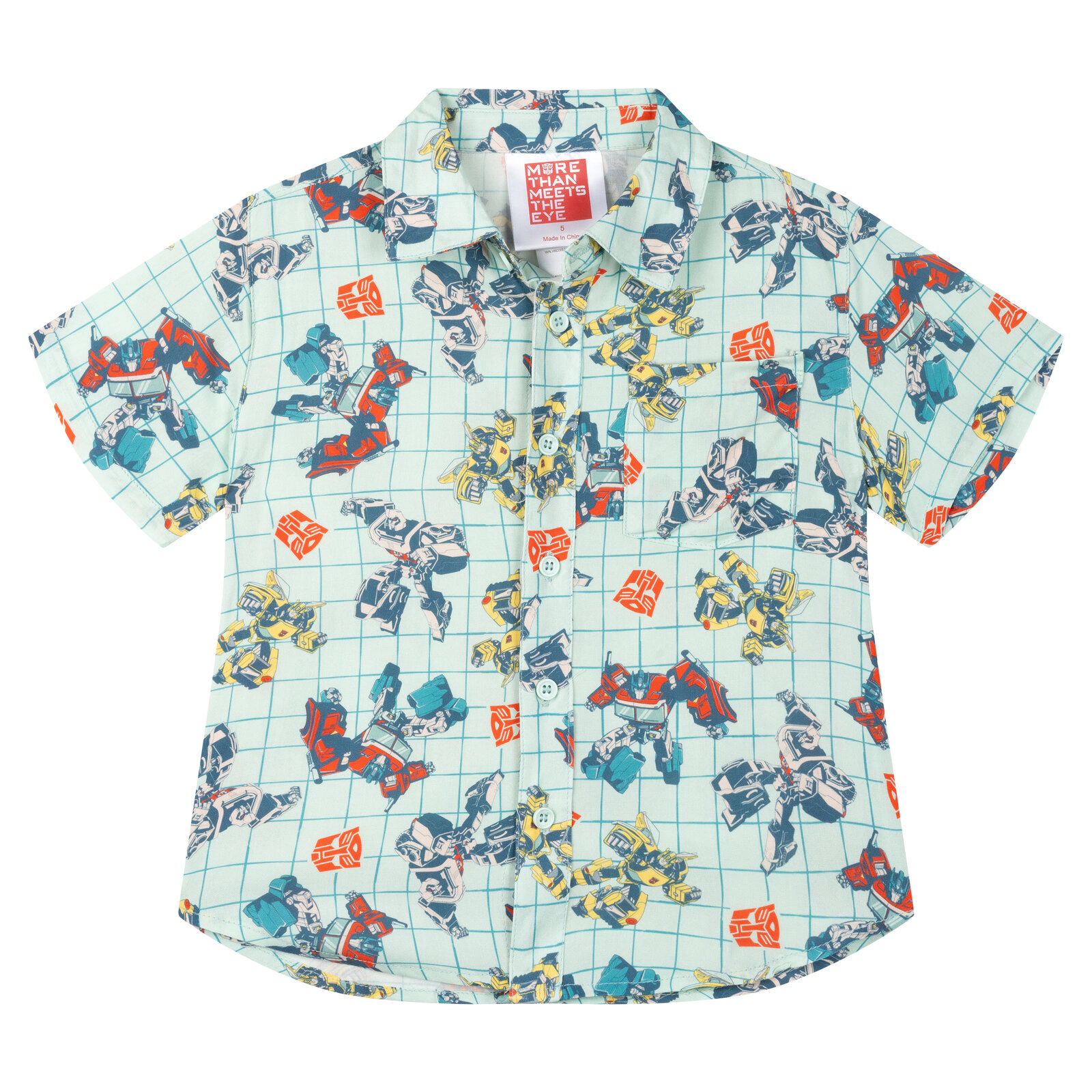 Transformers Boys' Short Sleeve Button-Down Shirt