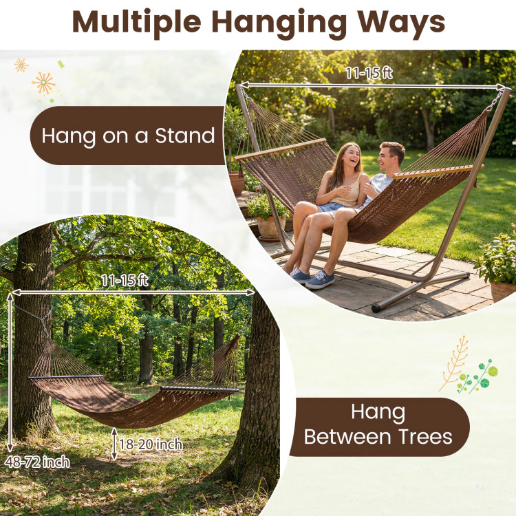 Hivvago Caribbean Hammock With Spreader Bar For Patio Poolside