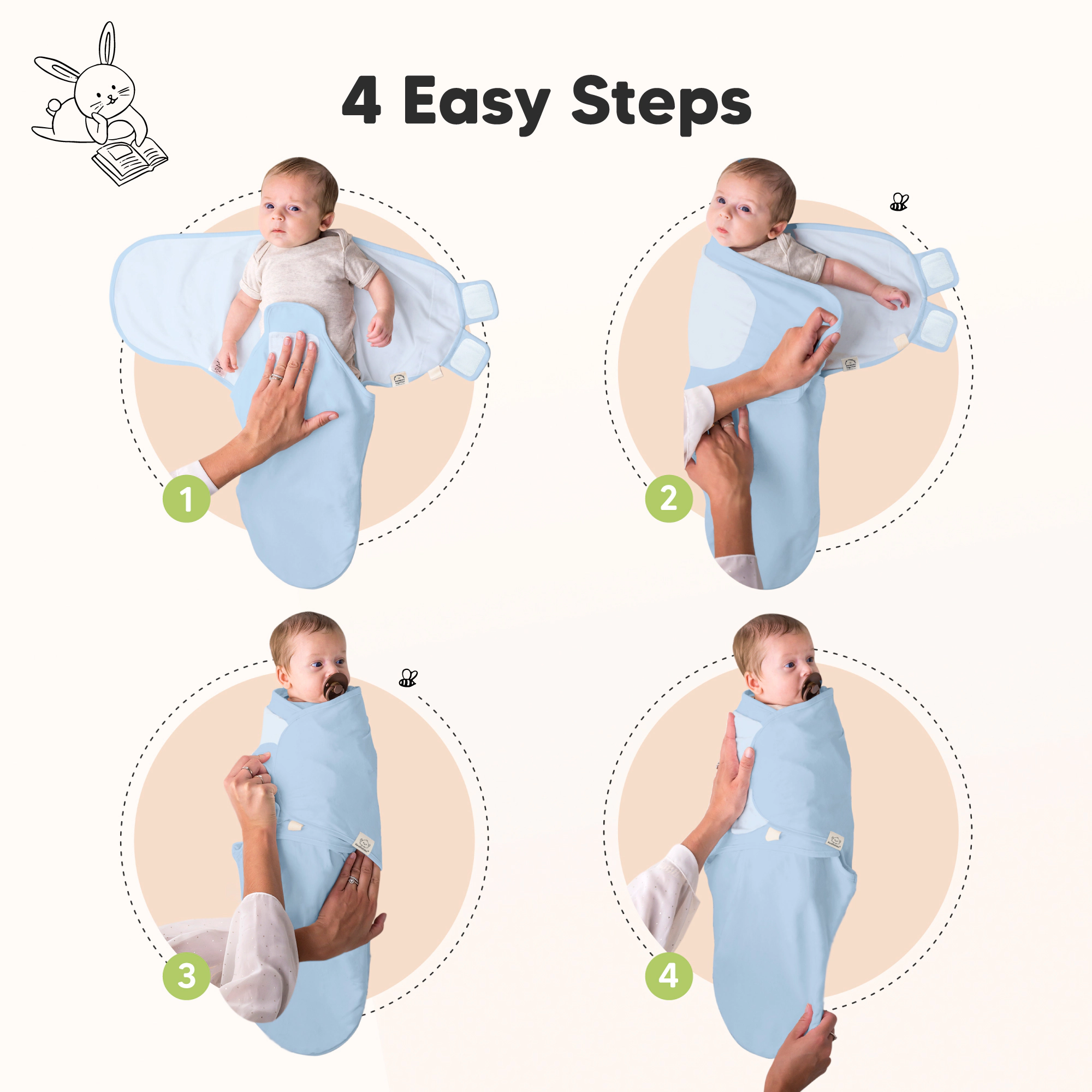 KeaBabies 3-Pack Soothe Swaddle Wraps