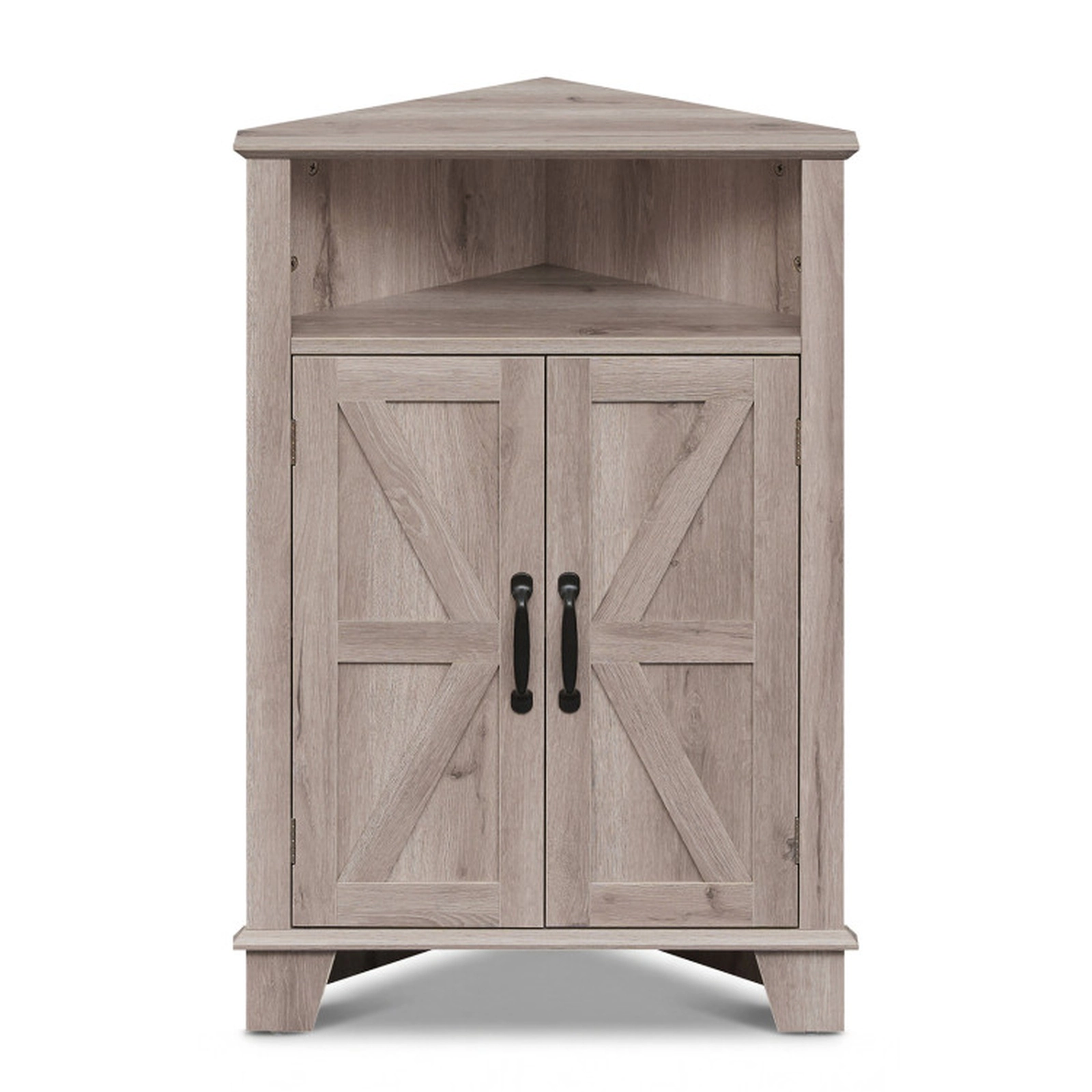SUGIFT 4-Tier Corner Storage Cabinet with Open Shelf 100-lb Top Capacity 33-lb Shelf Capacity Gray