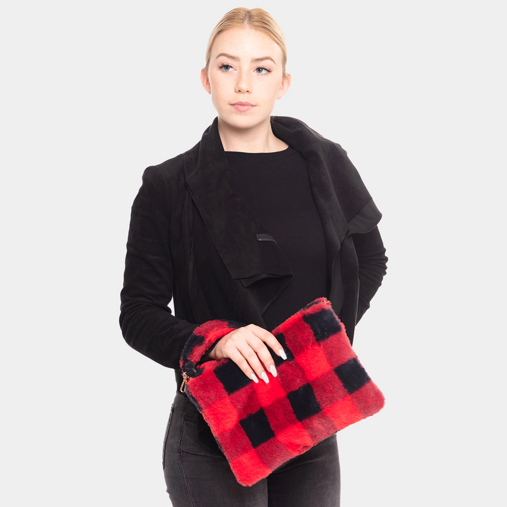 FASHNZFAB Buffalo Plaid Check Crossbody / Wristlet Clutch Bag