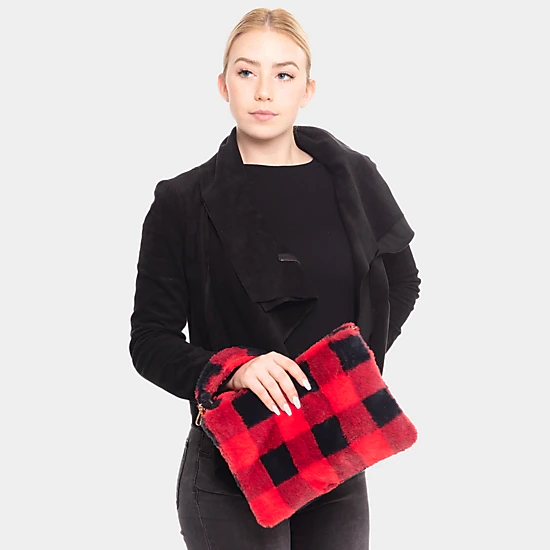 Fashnzfab Buffalo Plaid Check Crossbody / Wristlet Clutch Bag