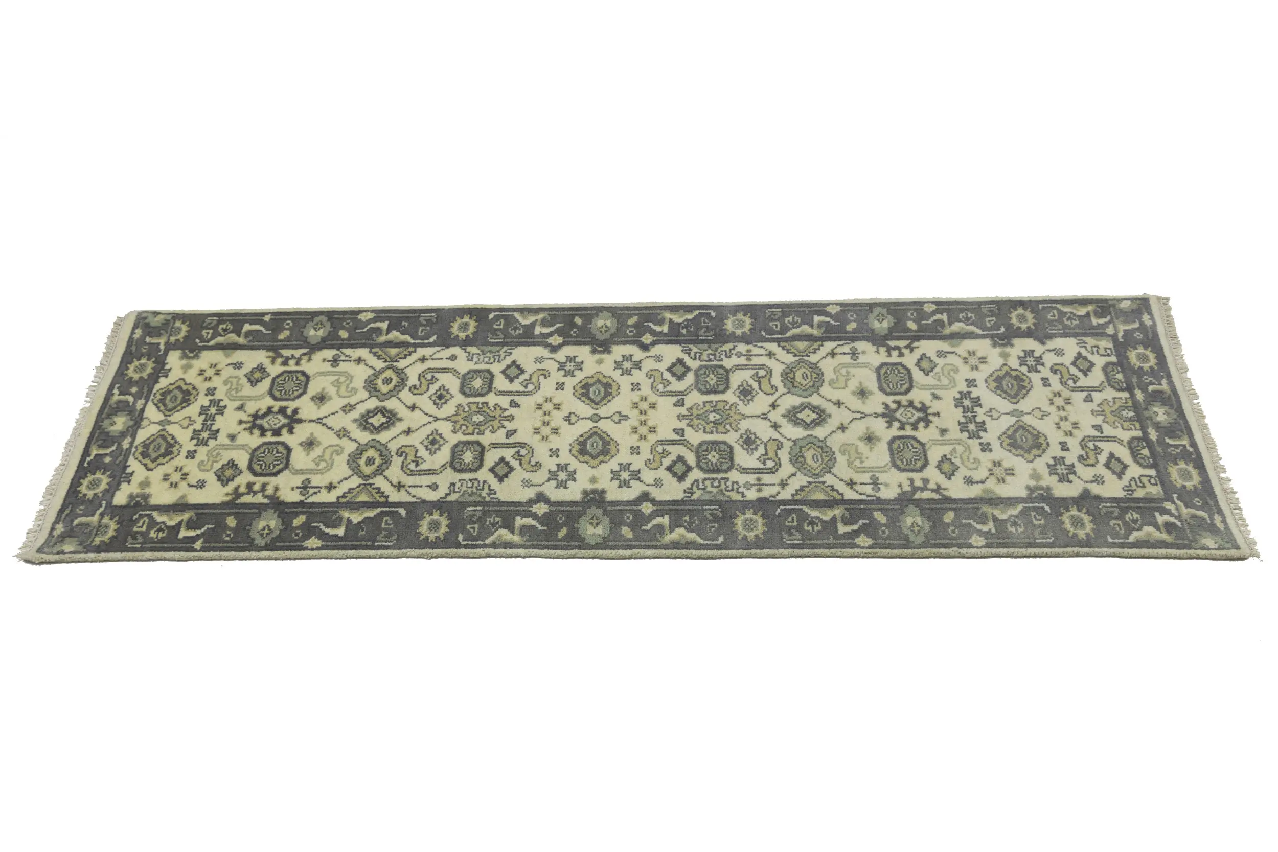 Magic Rugs Cream Taupe Floral 2'5X8 Oushak Chobi Oriental Runner Rug