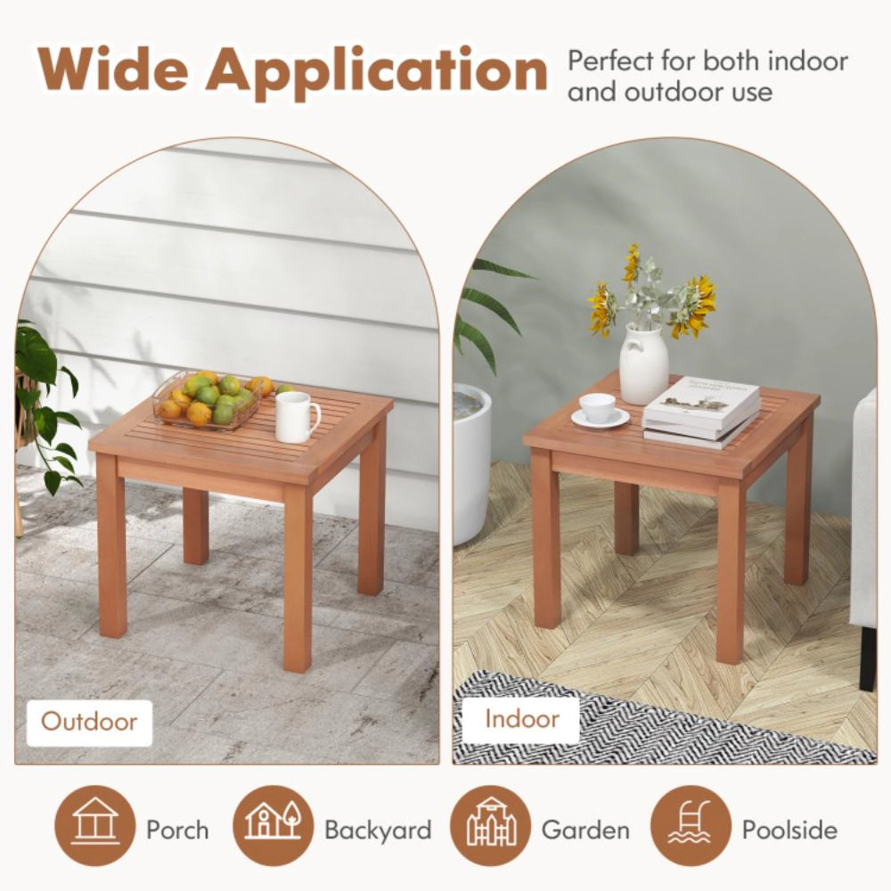 Hivvago 18 Inch Square End Outdoor Adirondack Side Table With Slatted Tabletop