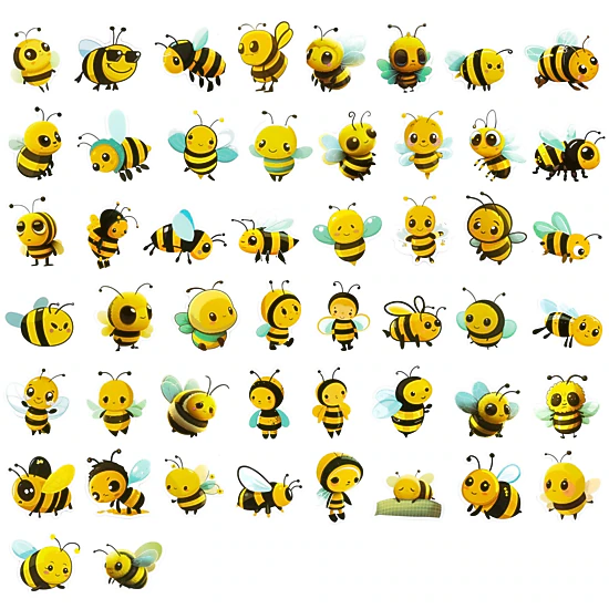 Wrapables Waterproof Vinyl Stickers for Water Bottles, Laptop, Phones, Decals for Teens, 110pcs, Bumblebees