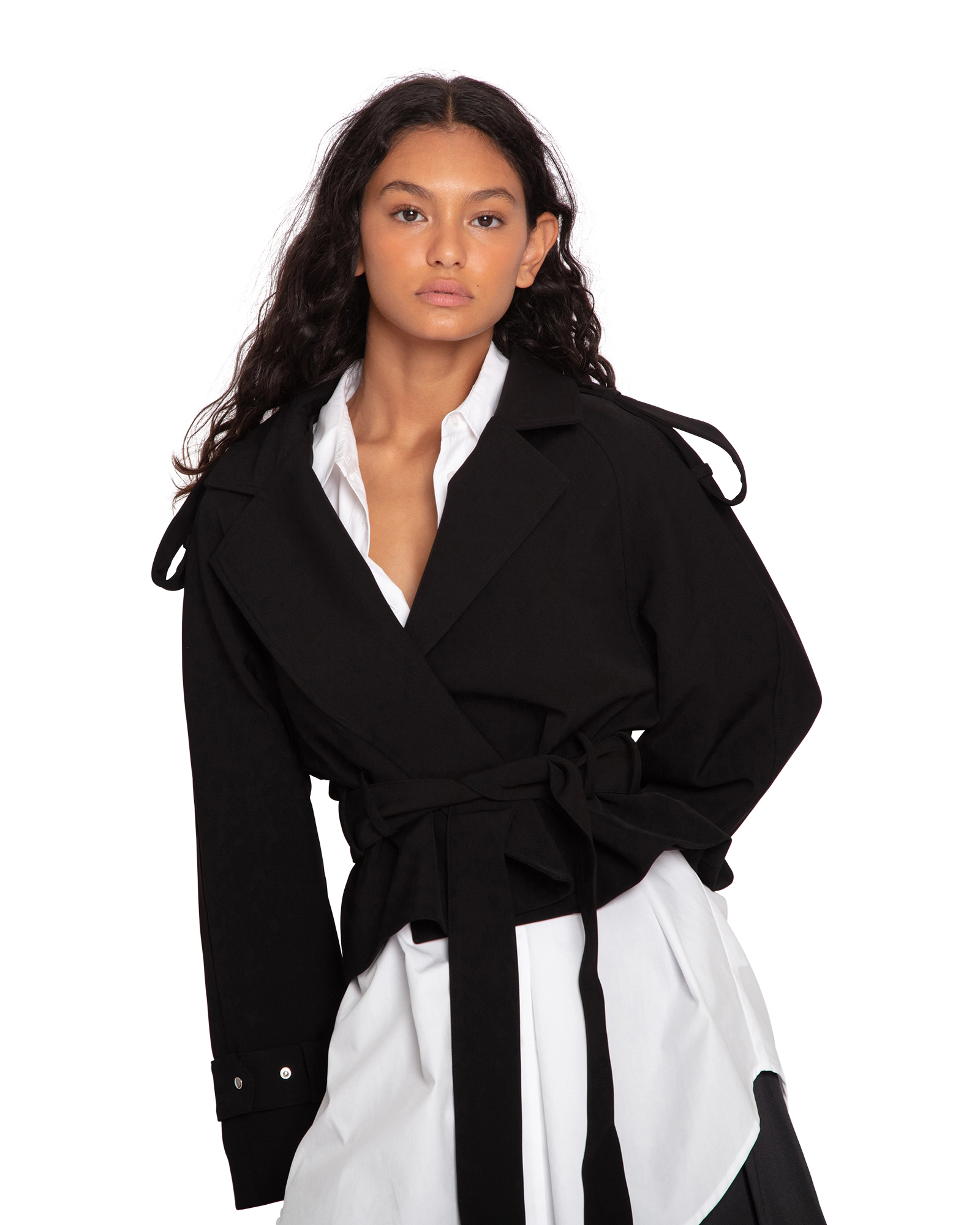 Belle & Bloom Fast Car Cropped Trench Coat
