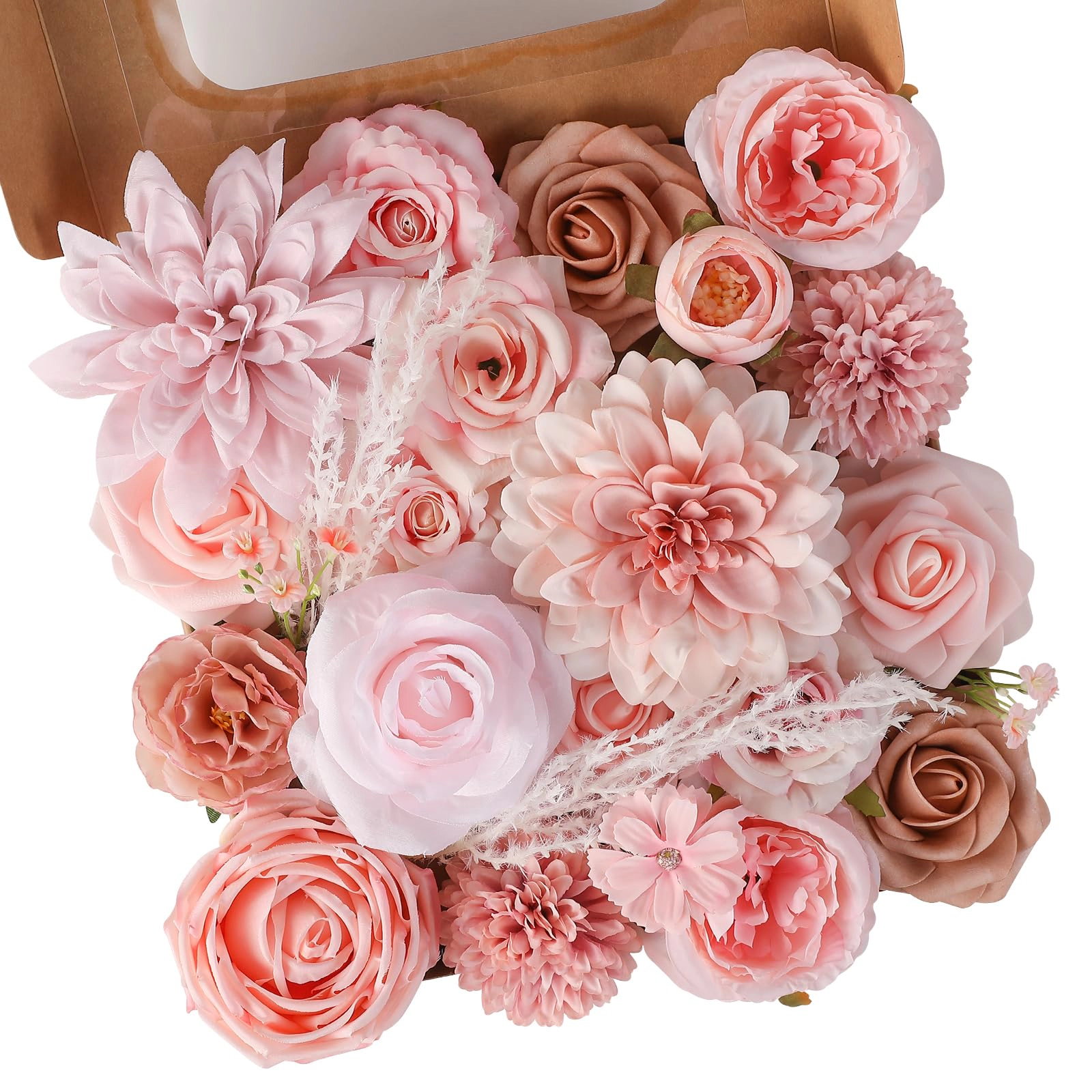 PUPWE Artificial Flowers Rose Dahlia With Stems For Diy Wedding Bridal Bouquets  Shower FlArrangement Table Centerpieces