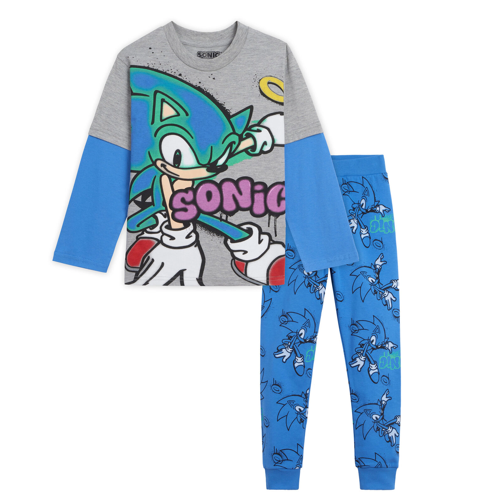SEGA Sonic the Hedgehog Boys' 2-Piece Tee and Fleece Pants Set