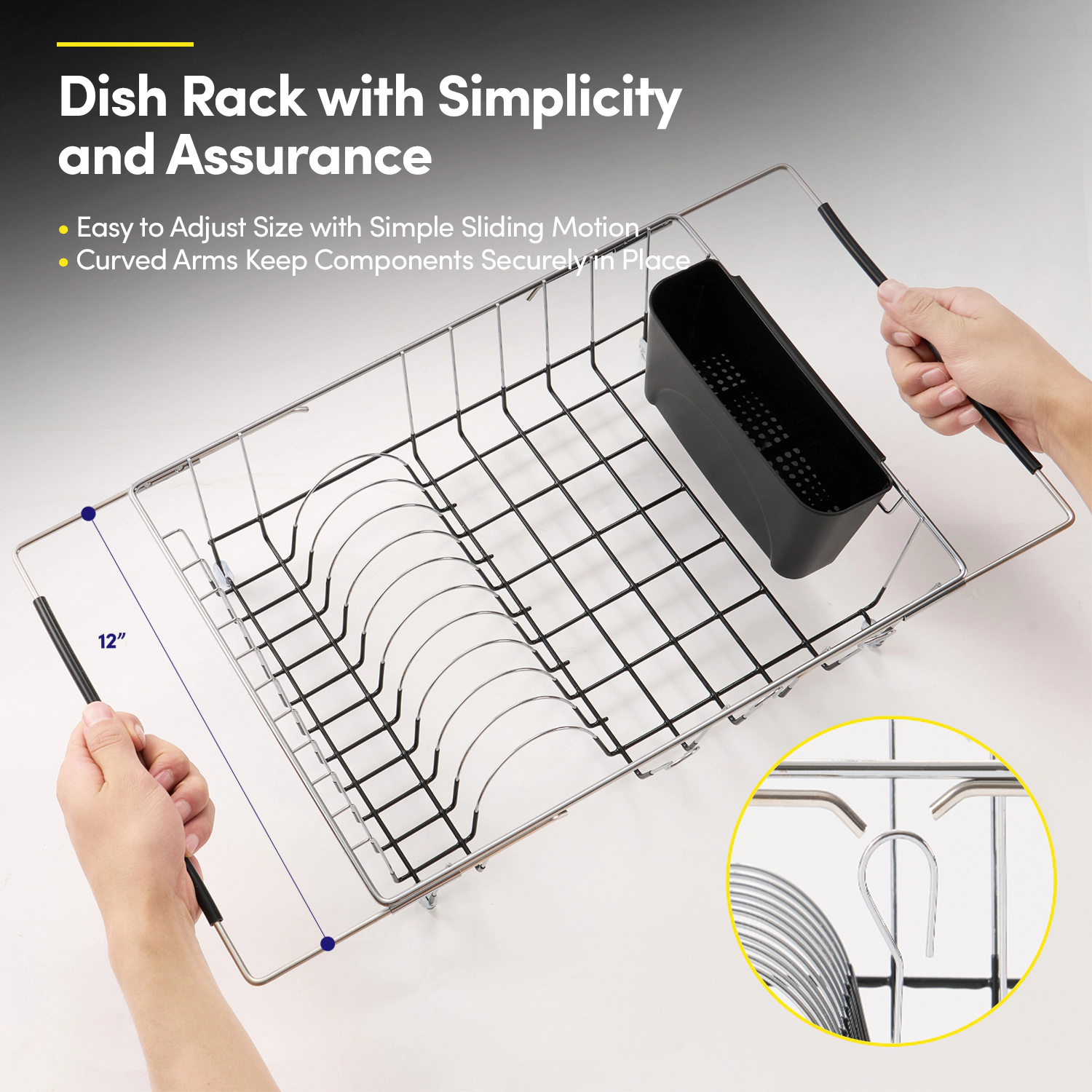 Sweet Home Collection 2-Piece Expandable Dish Dryer Rack with Utensil Holder