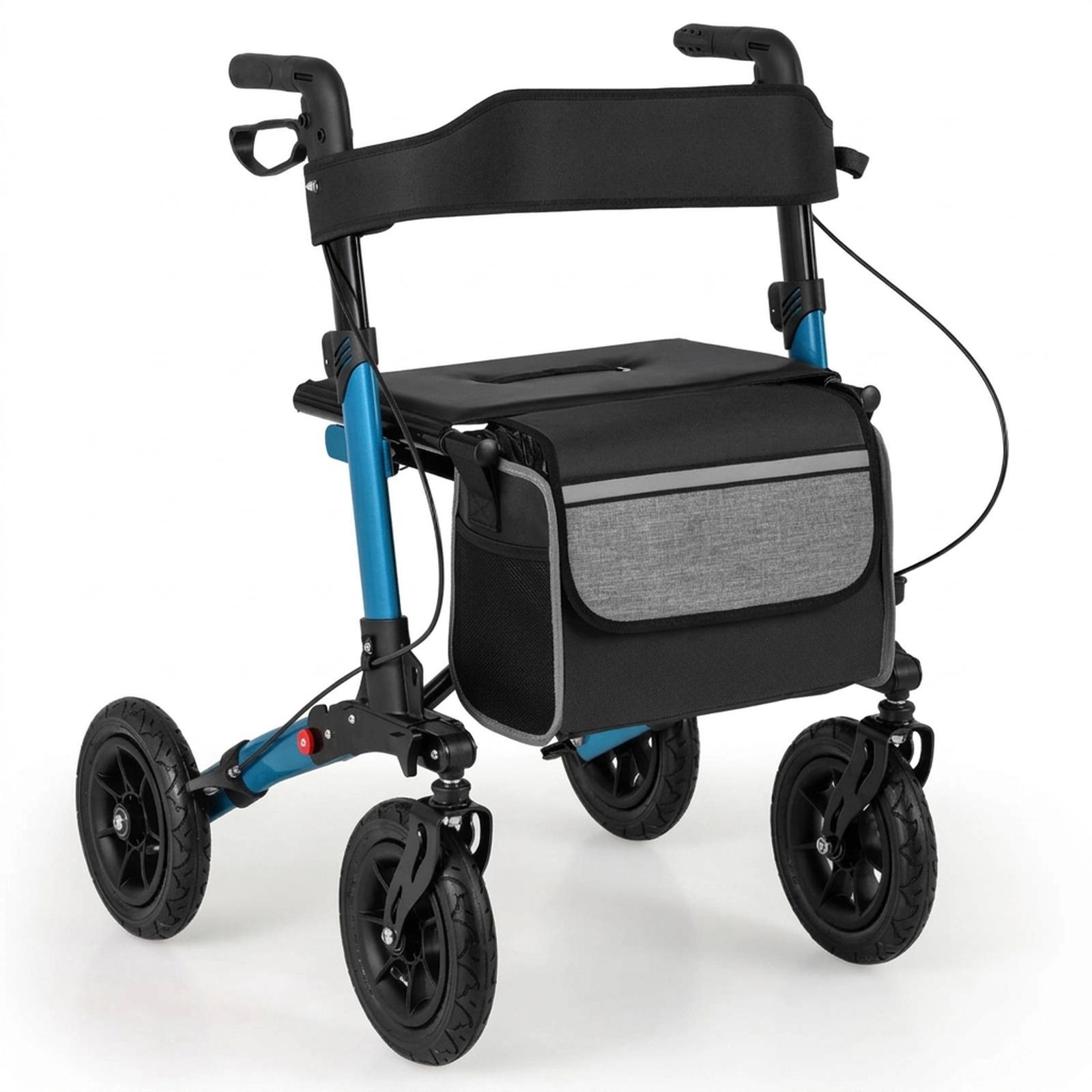 SUGIFT Folding Aluminum Rollator Walker with Seat and Storage 308-lb Capacity Adjustable Height All Terrain Navy
